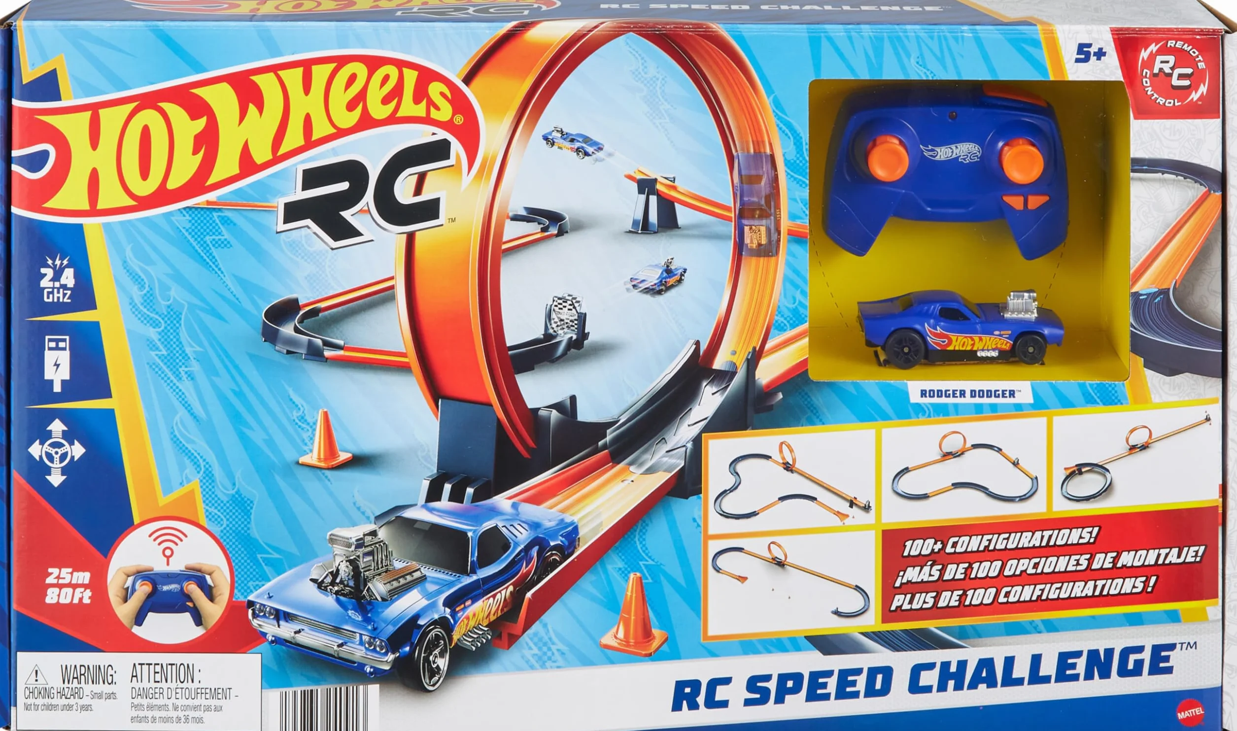 Hot Wheels Sfida di Velocità pista radiocomandata 1:64 set 30 pezzi auto rc giocattolo 5+ anni HXX45