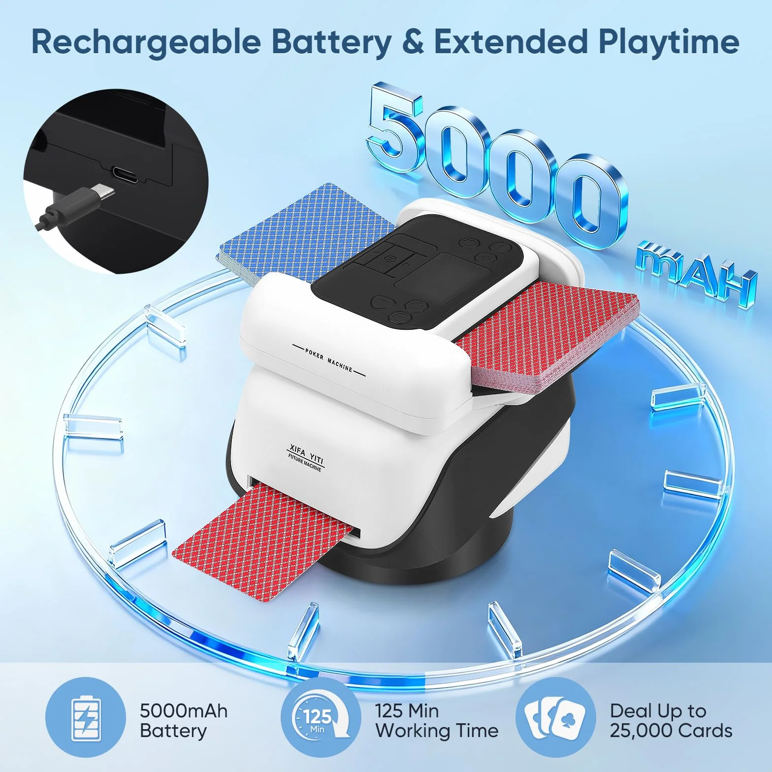 Miscelatore automatico per carte e trasmettitore di carte 2 in 1, mixer carte con 4 telecomandi, 2-8 giocatori, ricaricabile, silenzioso per poker, Texas Hold'em, Blackjack, UNO
