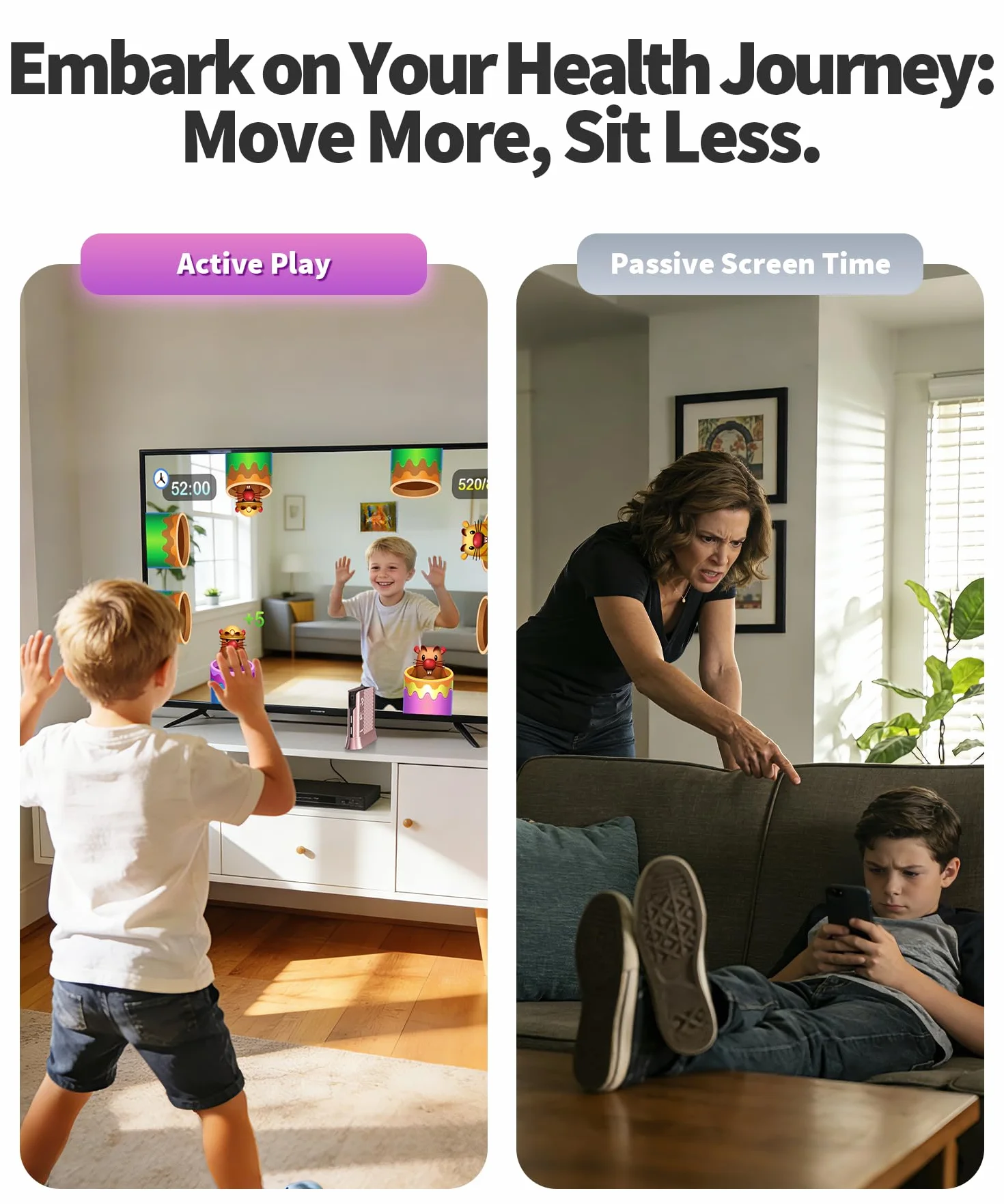Console di Gioco con Controllo del Movimento per Bambini, Sistema Videogiochi Plug & Play per TV, Giochi Attivi Indoor e Divertimento per Famiglia, Ideale per Serate di Gioco e Feste