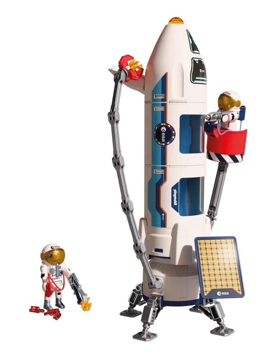 PLAYMOBIL Space ESA Mars Research Rocket | Razzo modulare con rampa di lancio e 2 astronauti | Set di giocattoli spaziali di alta qualità | Per bambini dai 4 anni in su | 72011