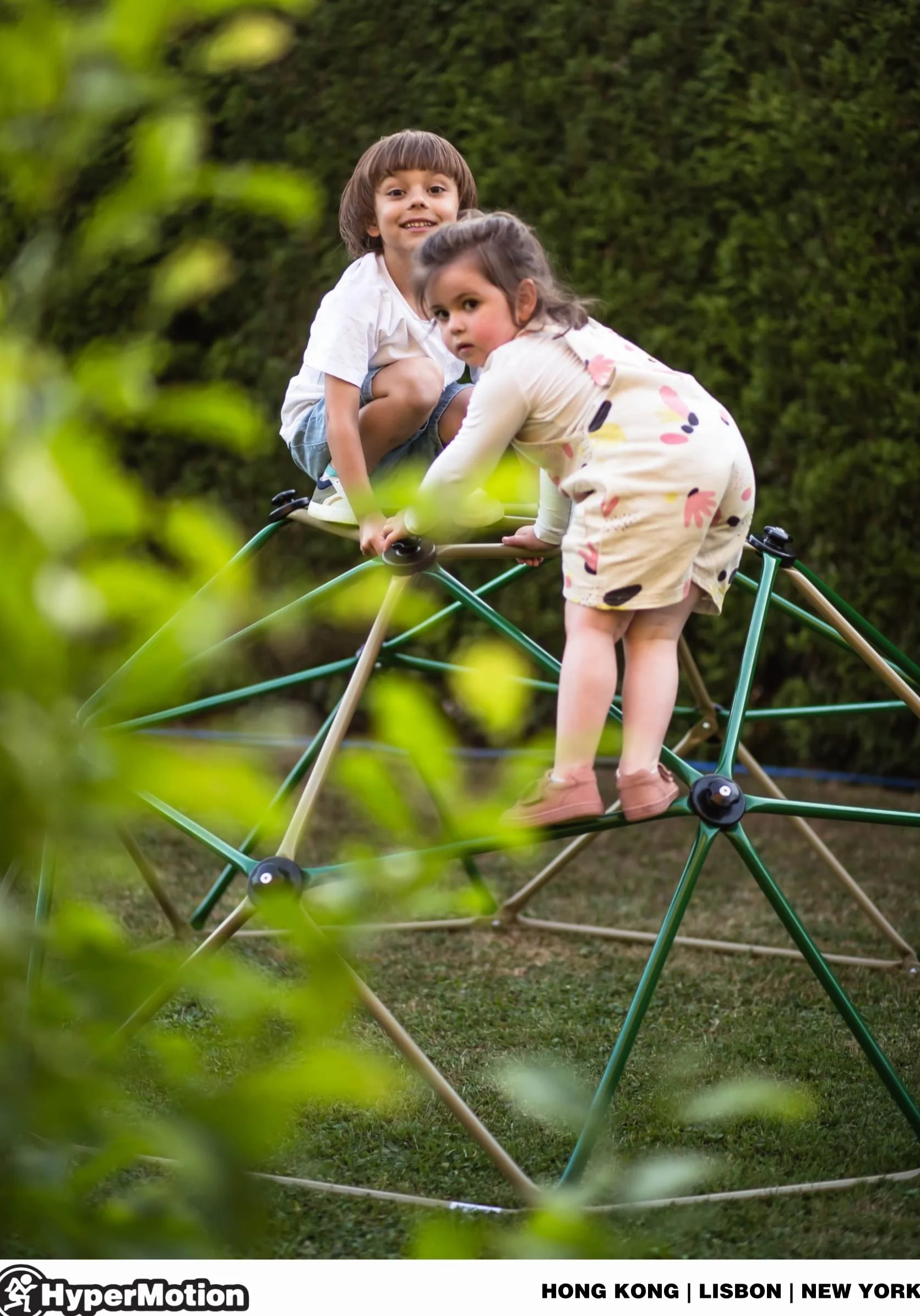 HyperMotion Cupola da Arrampicata per Bambini - Altalena da Giardino e Scivolo per Esterno con Struttura in Metallo Zincato, Portata 350 kg, Giochi per Sviluppo Motorio dai 3 Anni - 6 Ft