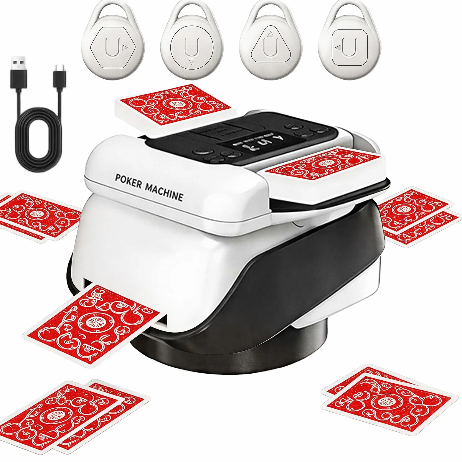 Miscelatore e distributore automatico di carte 2 in 1, rotazione a 360° per 1-2 mazzi, con 4 telecomandi, miscelatore elettrico per 2-12 giocatori, ricaricabile, silenzioso, ideale per il poker