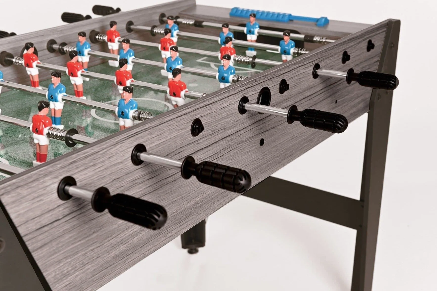 Garlando [Calcio balilla F-ZERO Rovere Grigio] Biliardino Calcetto Da Tavolo Con Aste Telescopiche Rientranti O Aste Uscenti Campo Effetto Erba Segnapunti Integrato Palline Icluse