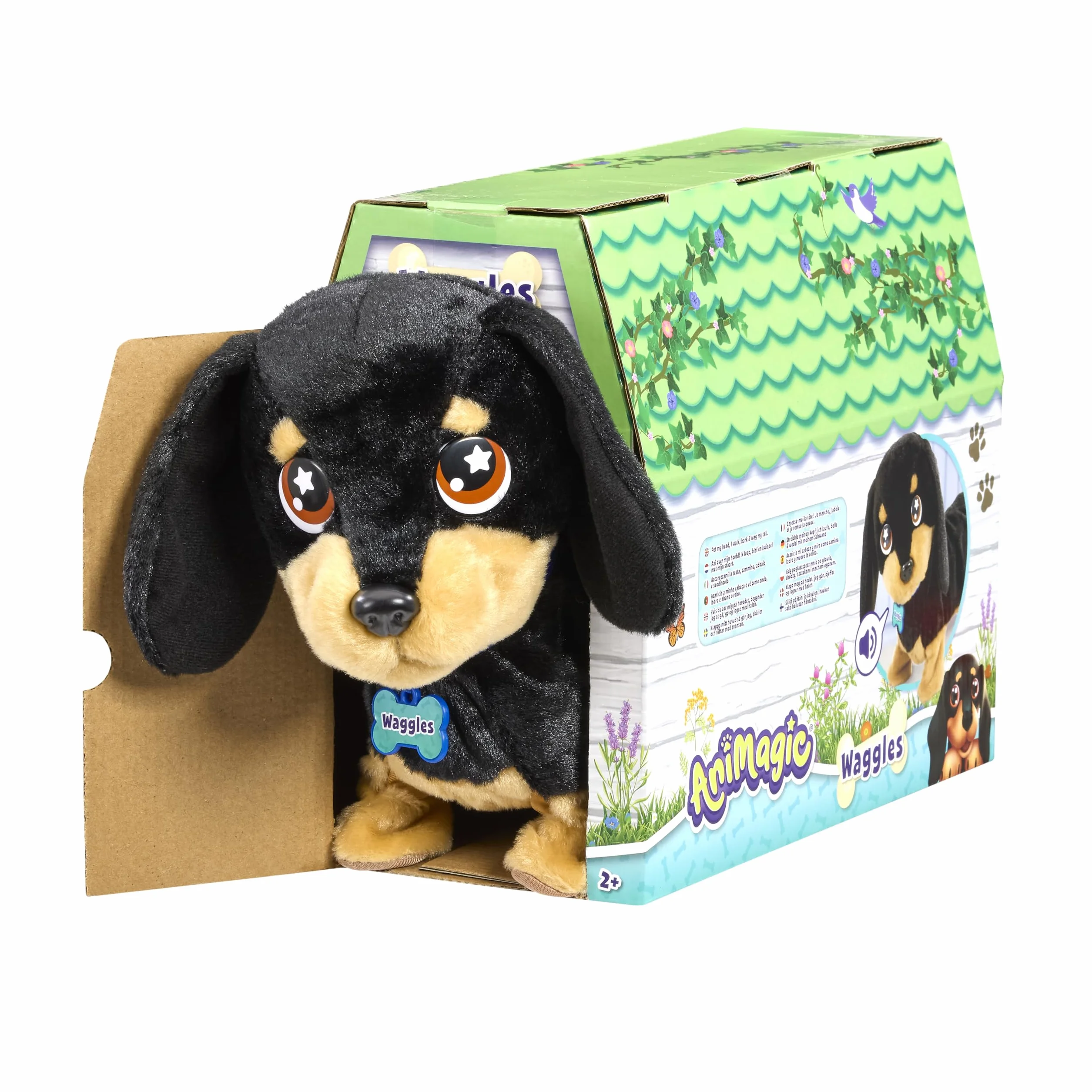 Animagic Waggles, Peluche Cane Bassotto Interattivo Dai 2 Anni in Su, Cane Giocattolo Che Cammina e Abbaia, Il Vostro Nuovo Amico Animale che Va Ovunque con Voi