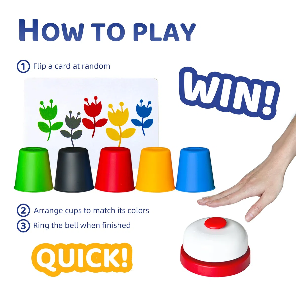 Parez Toys Quick Stacking Cups, Gioco di Tazze Impilabili, Giochi di Velocità, Giocattoli Interattivi con 24 Carte e 30 Tazze