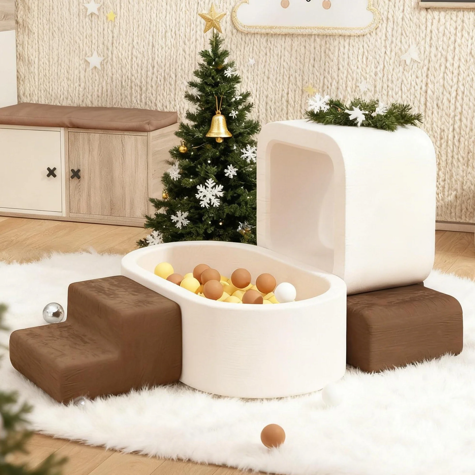 Blocchi Schiuma per Bambini BanaSuper, Arrampicata con Piscina di Palline, Gioco Morbido Parco Giochi