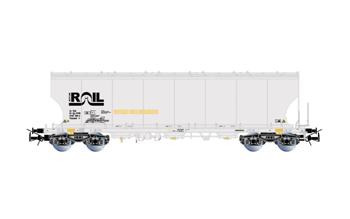 Rivarossi HR6675 ATIR-Rail, 2 unità Pack 4 Assi Carri silo tondi Lati tondi, livrea Grigia, EP. VI per Adulti, 14+ Anni, Collezionisti modellismo Ferroviario