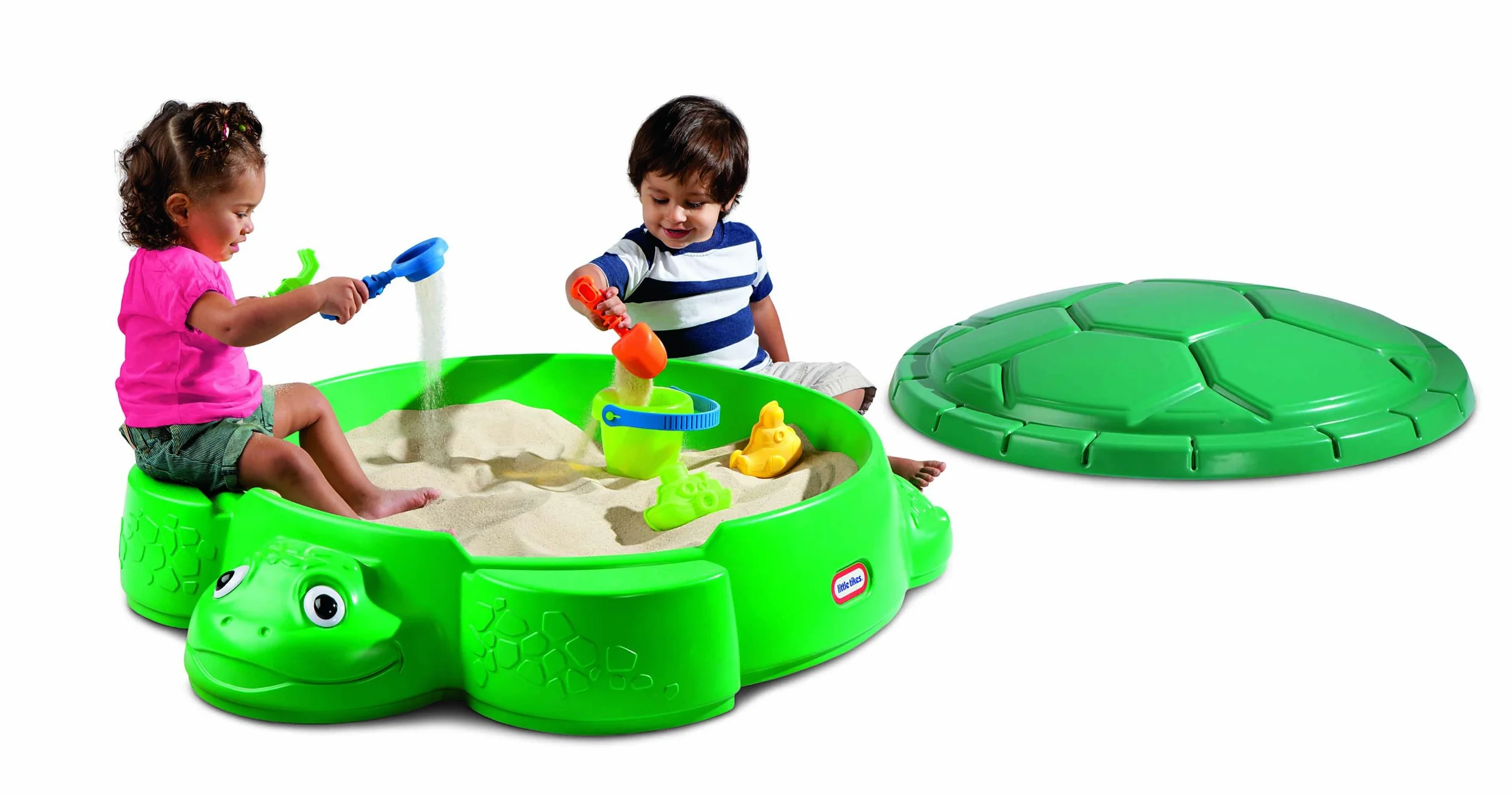 Little Tikes Sabbiera a Forma di Tartaruga per Giochi in Giardino, Gioco Estivo, Piscina di Palline, Scatola Portaoggetti da Esterno, Incoraggia il Gioco Creativo, per Bambini dai 12 Mesi in Su