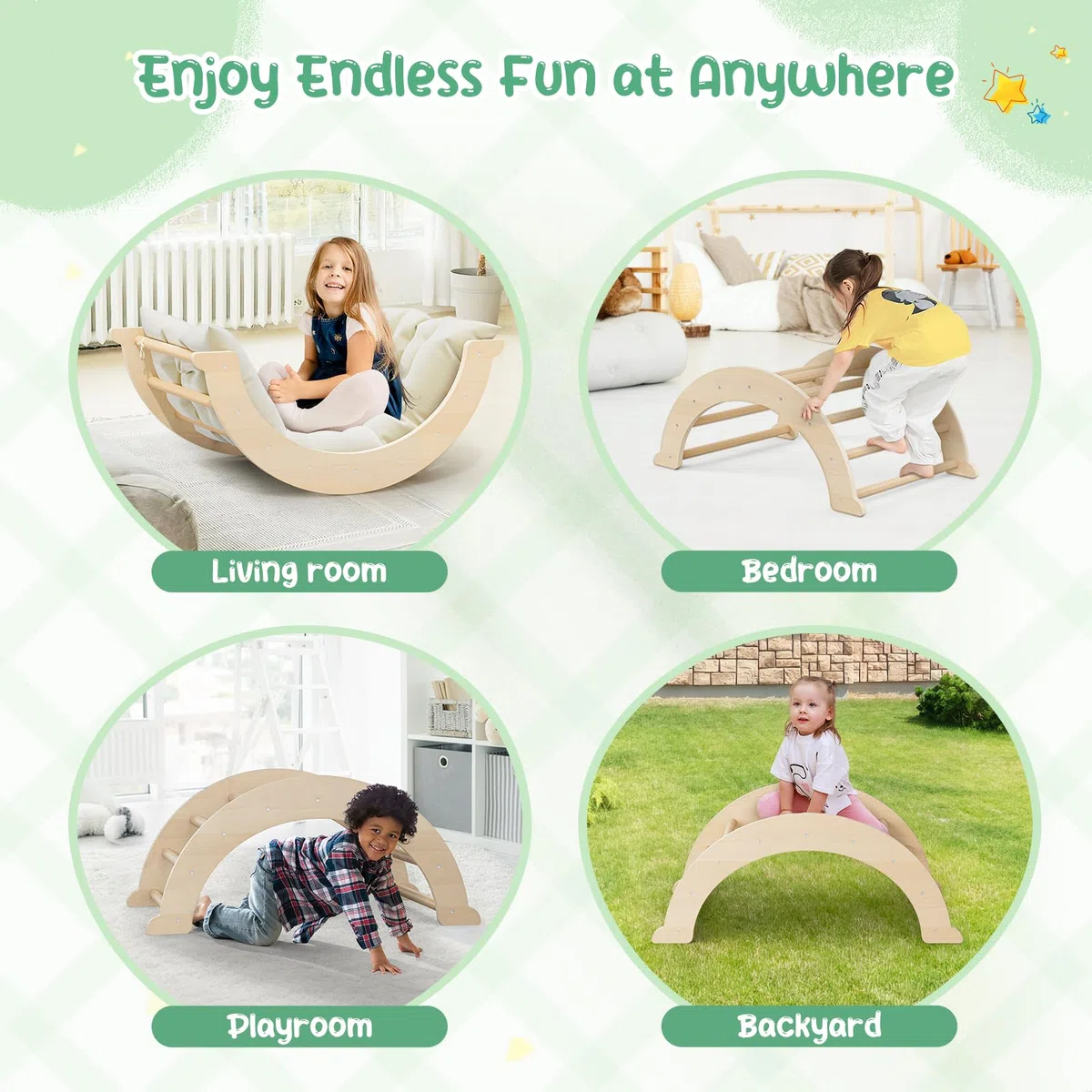 Arco Montessori per Bambini, Set da Arrampicata con 2 Combinazioni, Giocattoli da Arrampicata per Interni