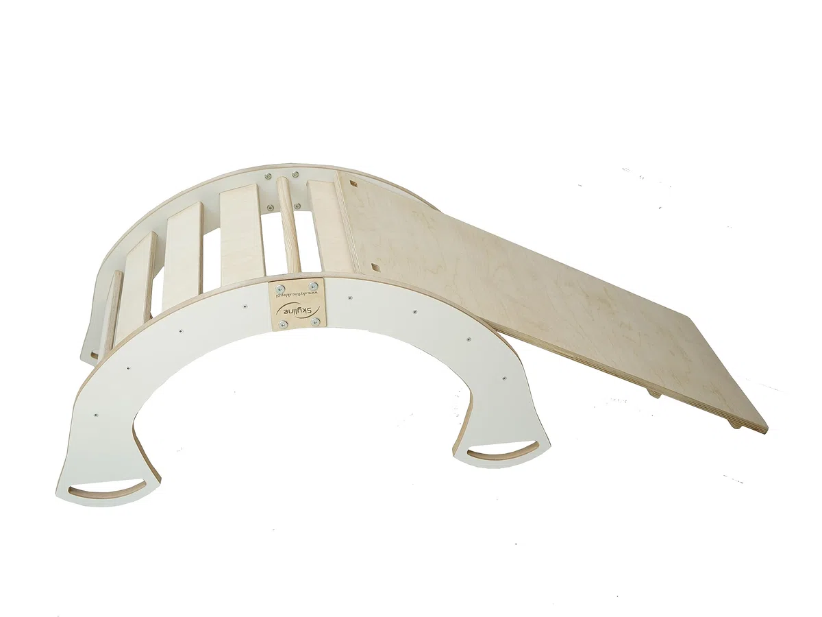 Skyline Altalena equilibrio legno tunnel arco arrampicata montessoriano per bambini dondolo scivolo con rampa L Bianco