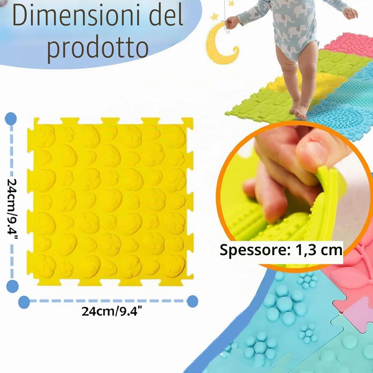 Tavole Sensoriali per Esplorazione Multisensoriale 6 Pezzi - Tappeto Massaggio Bambini Autistici - Puzzle Giocattoli Tattili