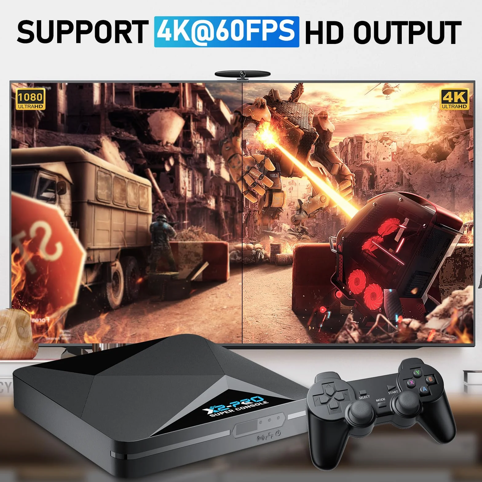 Kinhank Console di gioco retrò, Super Console X2 Pro integrata 100000+ giochi, console per videogiochi Android 9.0/Emuelec 4.6, uscita 4K UHD, 2.4G/5G, BT 5.0