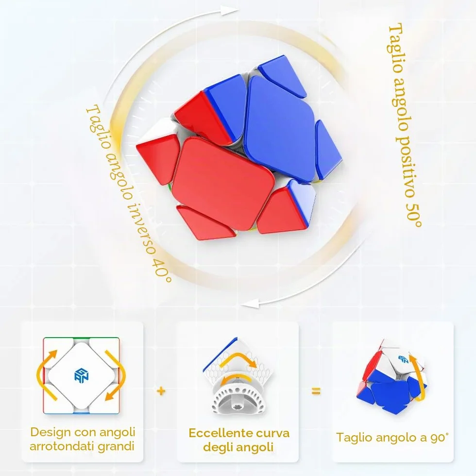 GAN Skewb Cubo di Velocità Professionale 3x3 Magnetico Skewb Cube, Cubo di Velocità a rotazione obliqua Design Leggero 8 Magneti Integrati, Adatto a Principianti e Bambini, Nonché Come Regalo