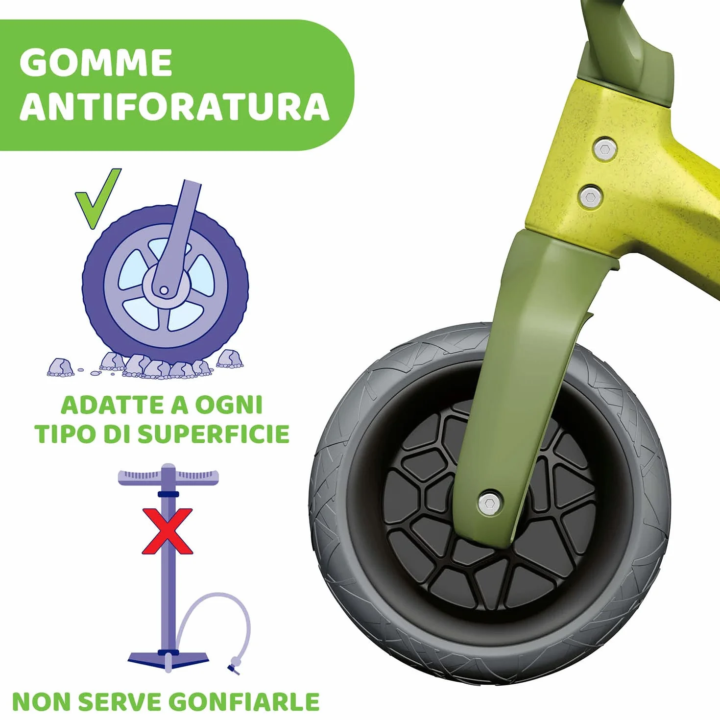 Chicco Balance Bike Eco+, Bici Bambini da 18 mesi a 3 anni (Fino a 25 kg), Bicicletta Senza Pedali per l'Equilibrio, Manubrio e Sellino Ergonomici, Ruote Antiforatura, 80% Plastica Riciclata