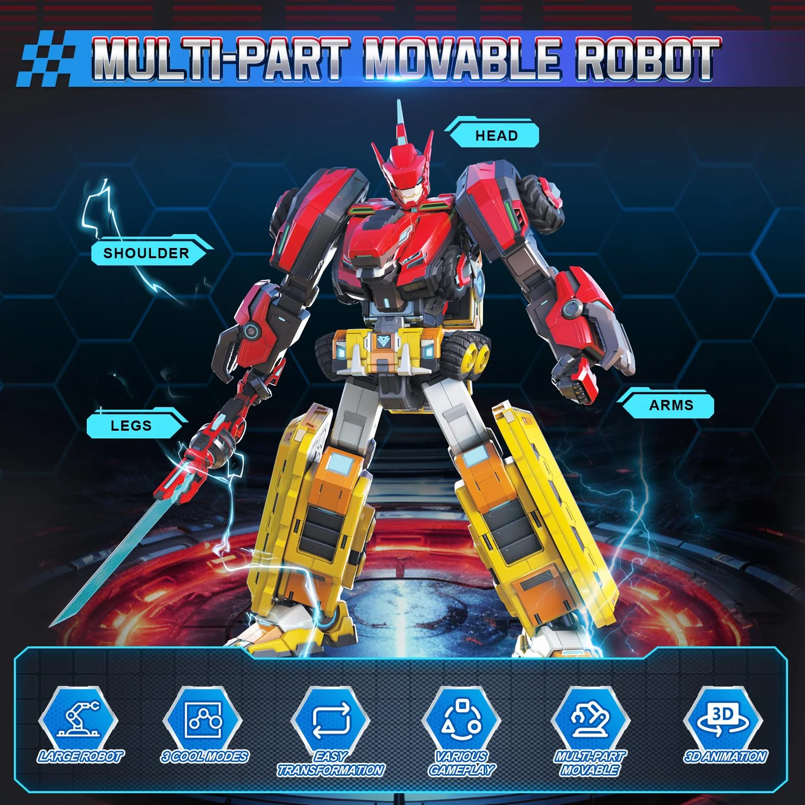 QUANTUM HEROES DINOSTER Robot trasformatore 3 in 1 Raptor Tron, 11,02 pollici, Carro Dinosauro e Robot Transformable Giocattoli per bambini e bambine di 5 6 7 8 9 10 anni
