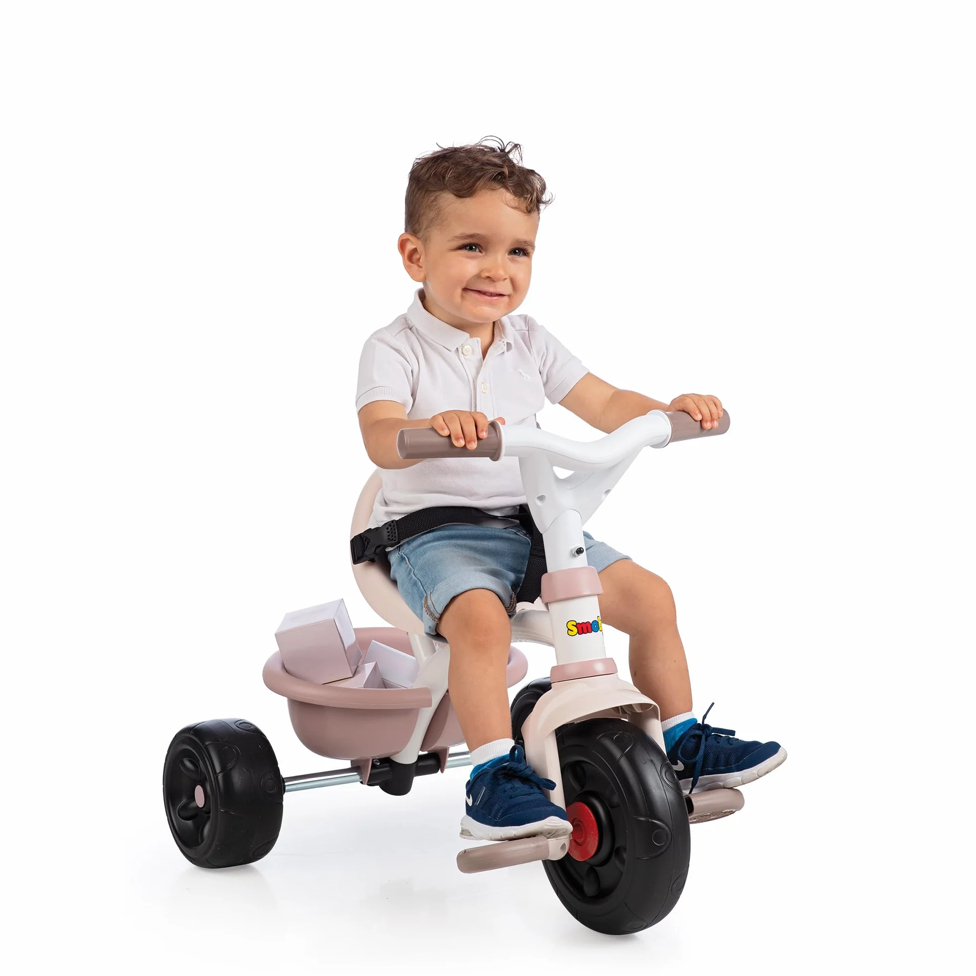 Smoby - Triciclo Be Fun Rosa, 7600740335, evolutivo, con struttura in metallo, asta parentale removibile, + 15 mesi