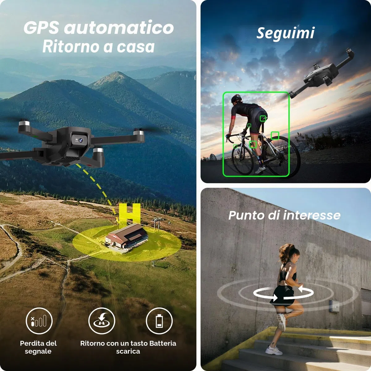 K600GPS Drone con Fotocamera 1080P, Schermo FPV 4,5", Ritorno Automatico a Casa, Seguimi, Motore Brushless, Quadricottero RC Pieghevole per Adulti, Bambini e Principianti, Autonomia di Volo 22 Minuti