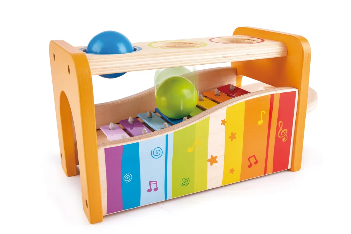 Hape Banco delle Palline con Xilofono | Giocattolo Musicale di Legno Resistente per Bambini