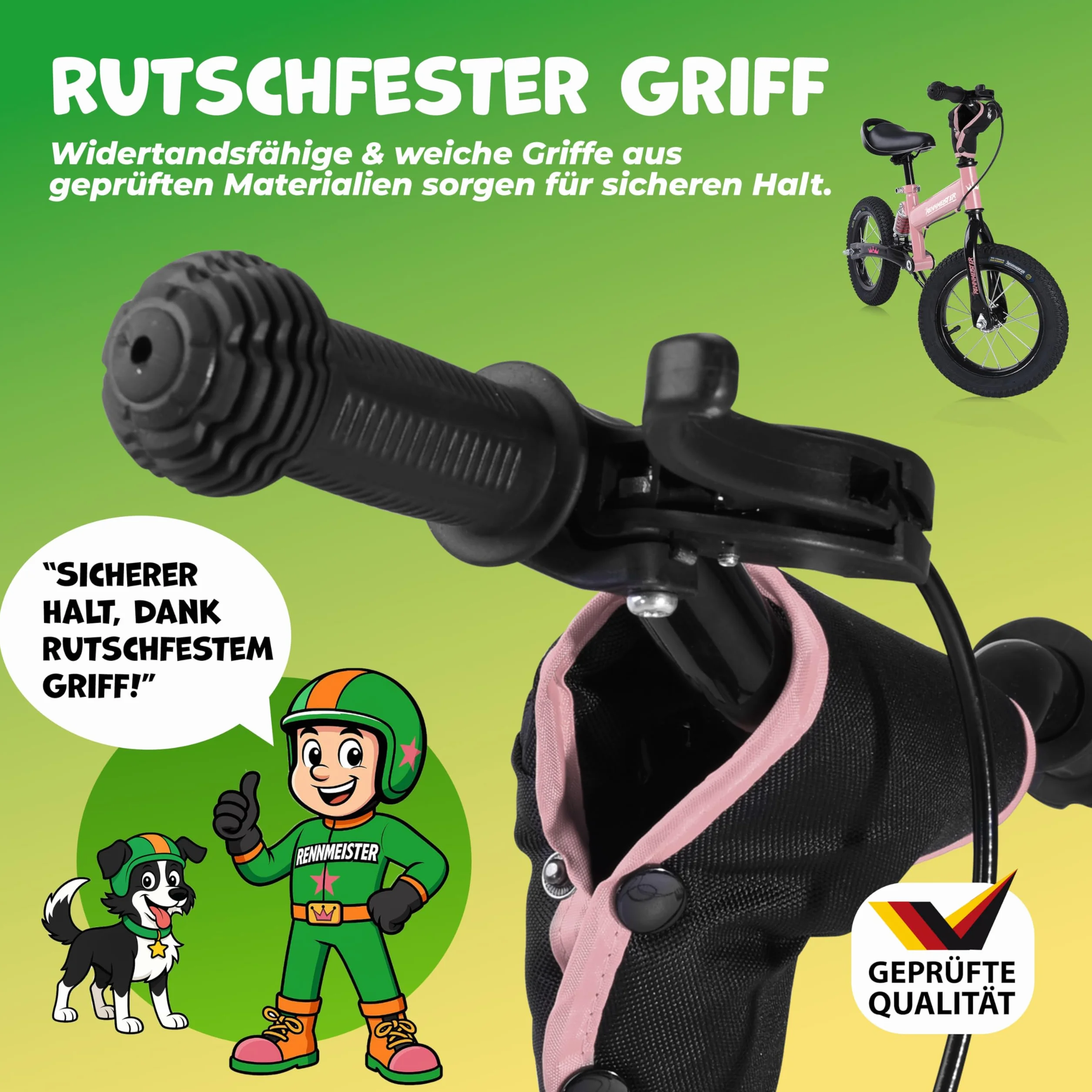 Bici per bambini da 2 Anni Ruota Apprendimento Freno Protezione dagli Urti Max Carico 50 kg Impugnature in Gomma, Fuchsia