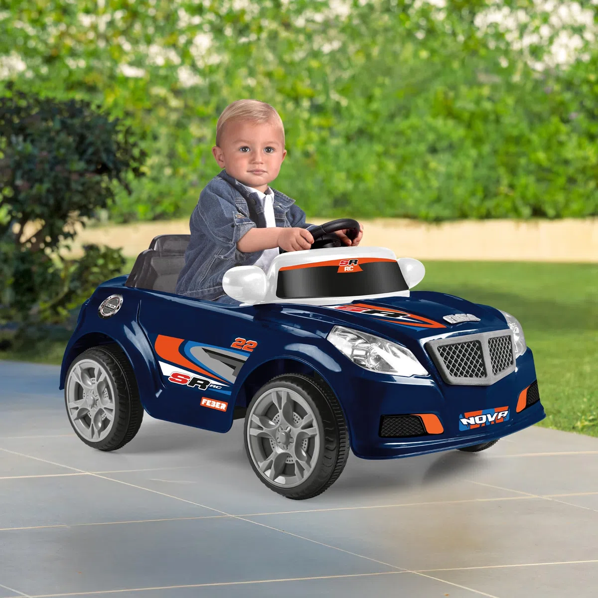 FEBER – Twinkle Car R/C BLU SCURO, Auto elettrica radiocomandata, batteria da 12 V, telecomando incluso con portata 10 m, autonomía 45 min, peso massimo 25 kg, età da 3 a 6 anni