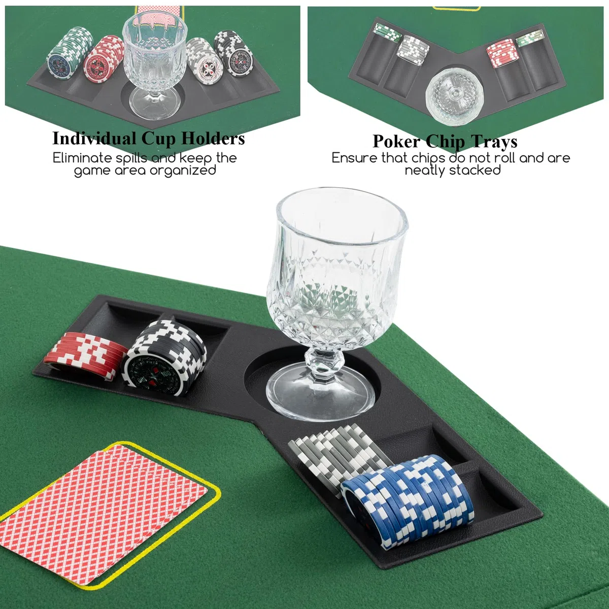 HOMASIS Tappetino da Poker Pieghevole Portatile 120cm Verde con Borsa e Portabicchieri