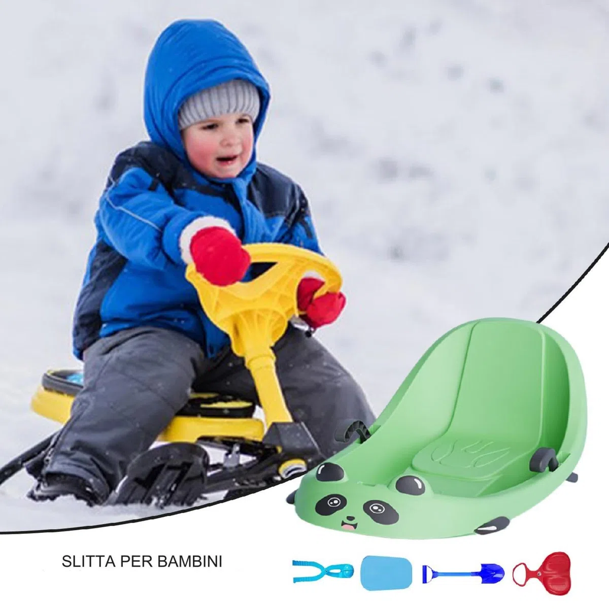 Slitta per bambini, slitta invernale per bambini,Slitta orientabile per bambini piccoli - Slittino da neve con fune e cintura di sicurezza per bambini, ragazzi e famiglie