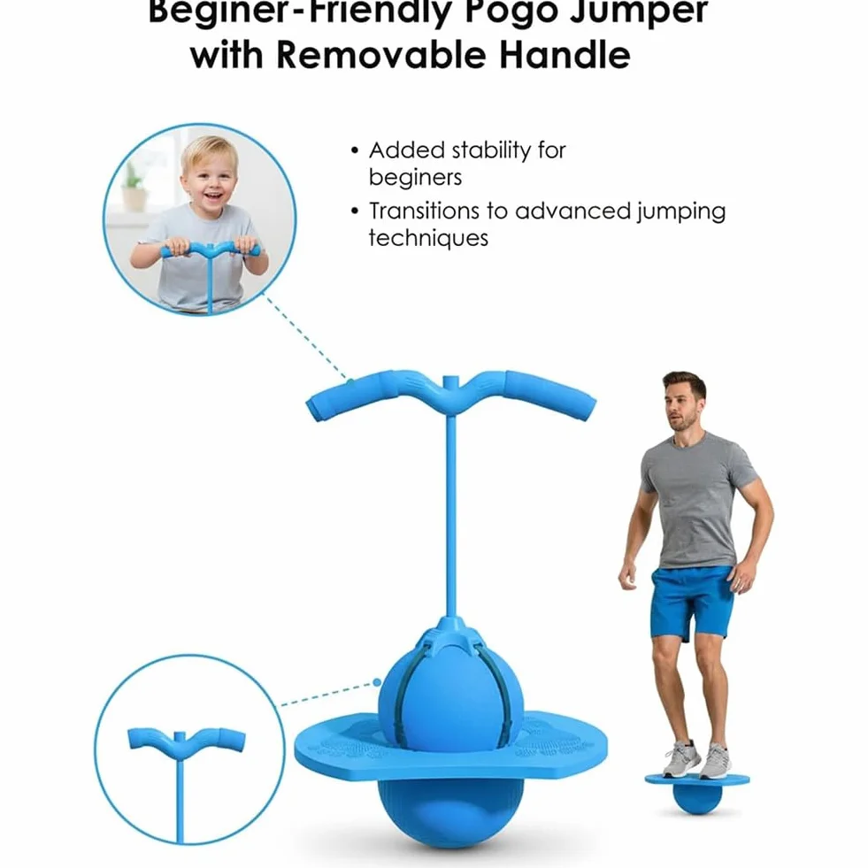Pogo Jumper Ball for Kids Adults Balance Jumping Ball with Handle Pump Bounce Jump Trick Board Strong Grip Deck