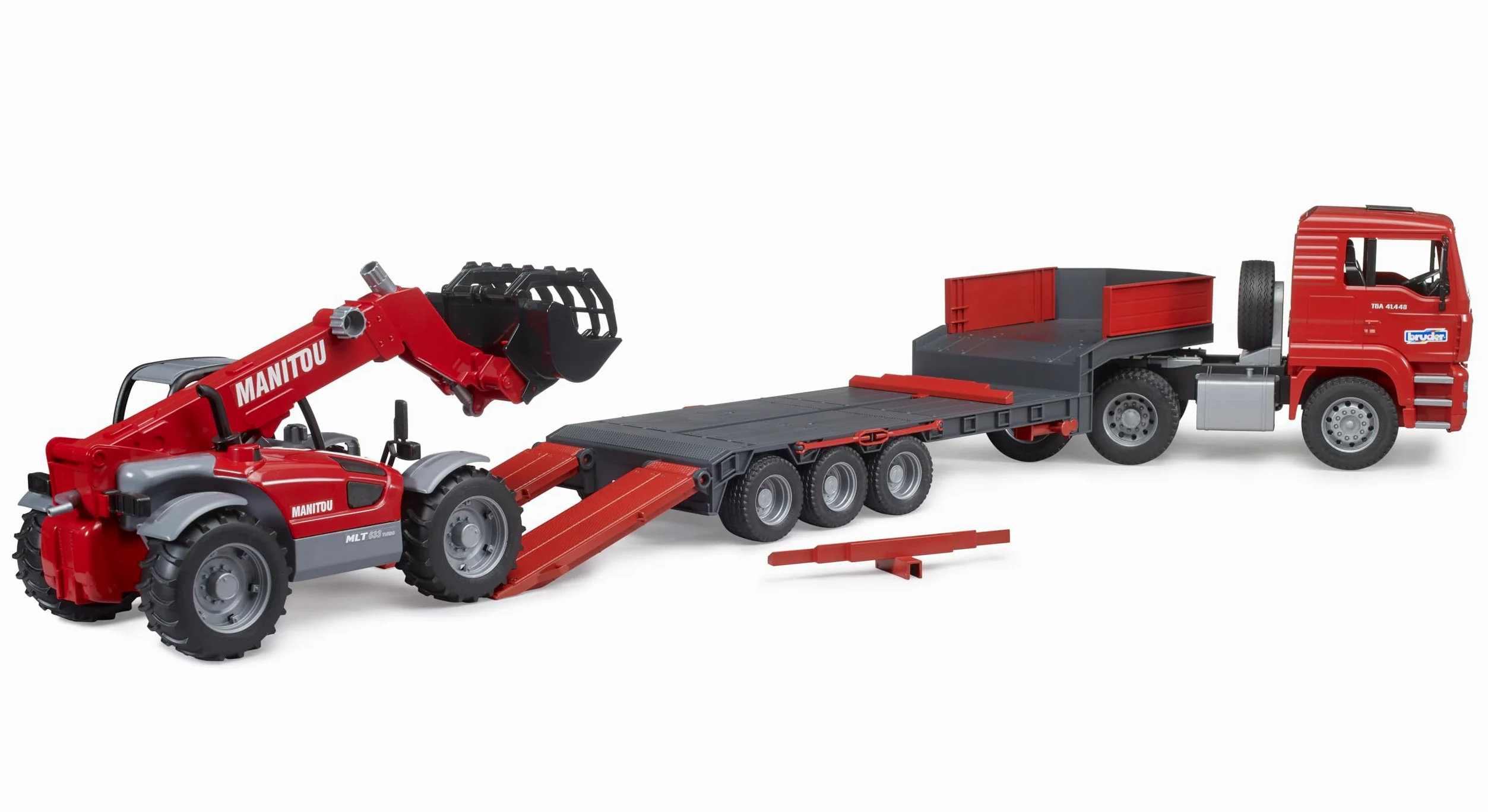 Bruder 02774 MAN TGA Caricatore basso con pala telescopica Manitou MLT 633, Camion giocattolo 3+