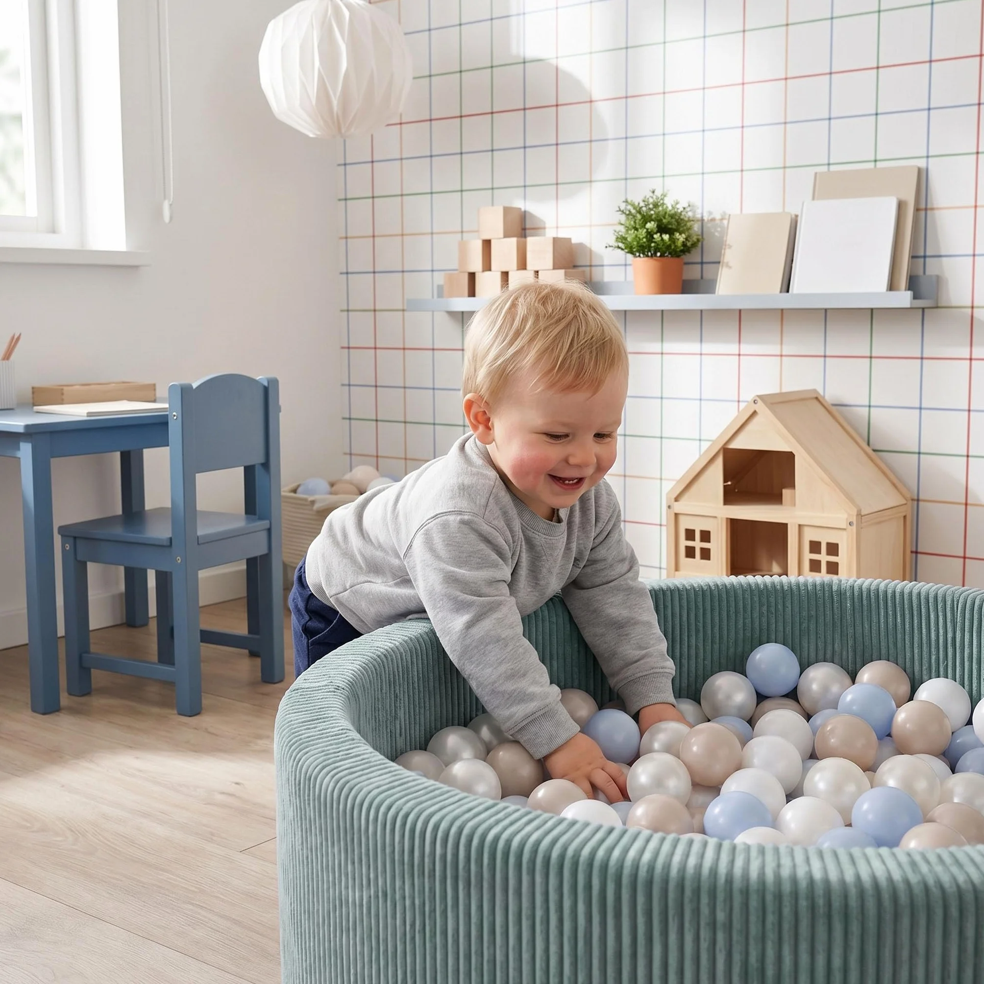 KiddyMoon Piscina Bambini Lavabile 90 X 30 Cm Con 200 Palline, Piscina Con Palline Per Bambini, Gioco Da Interno In Schiuma, Facile Da Pulire