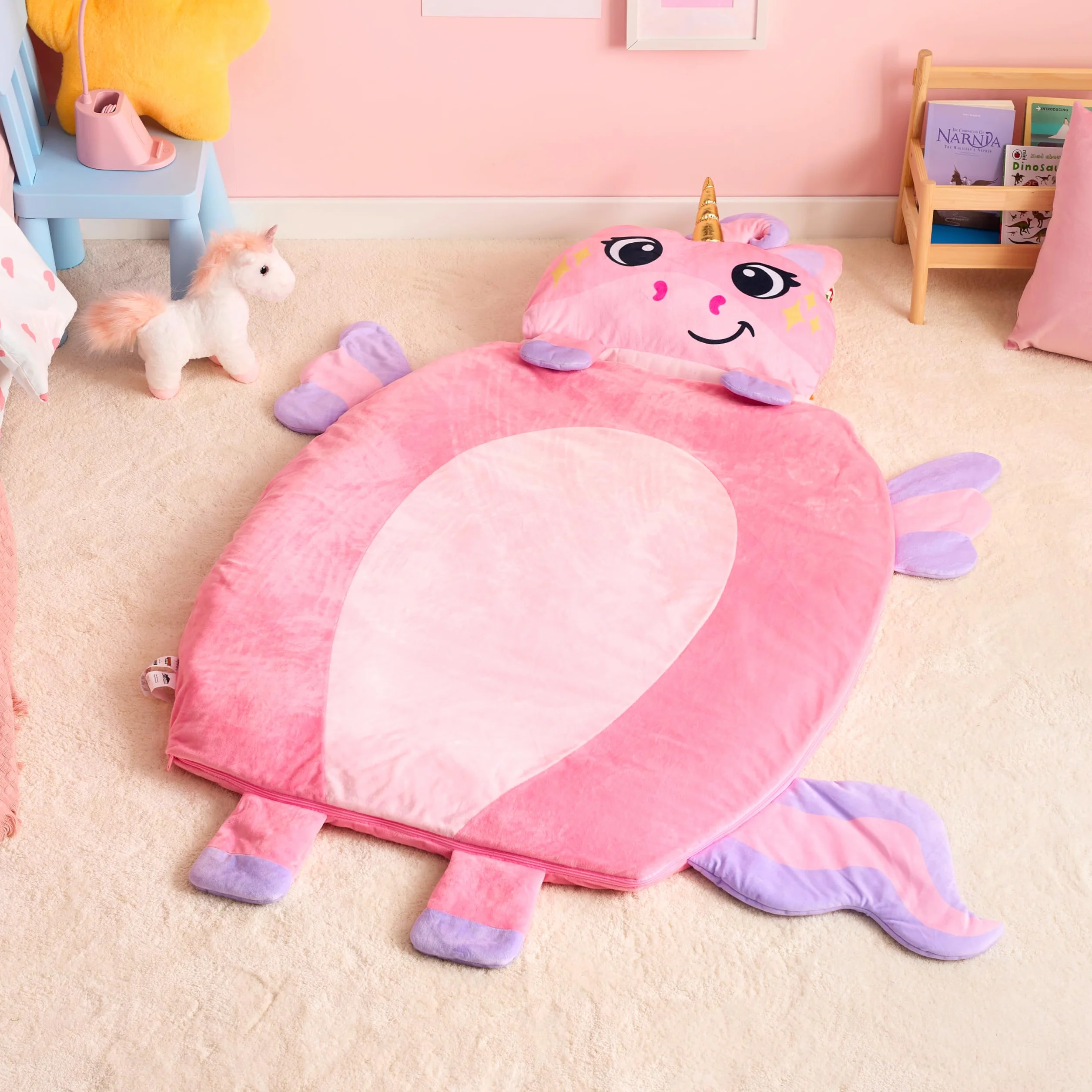 Joiedomi Sacco a pelo per bambini 152 x 99 cm con cuscino e coperta Sacco a pelo pieghevole 2 in 1 per ragazzi e ragazze