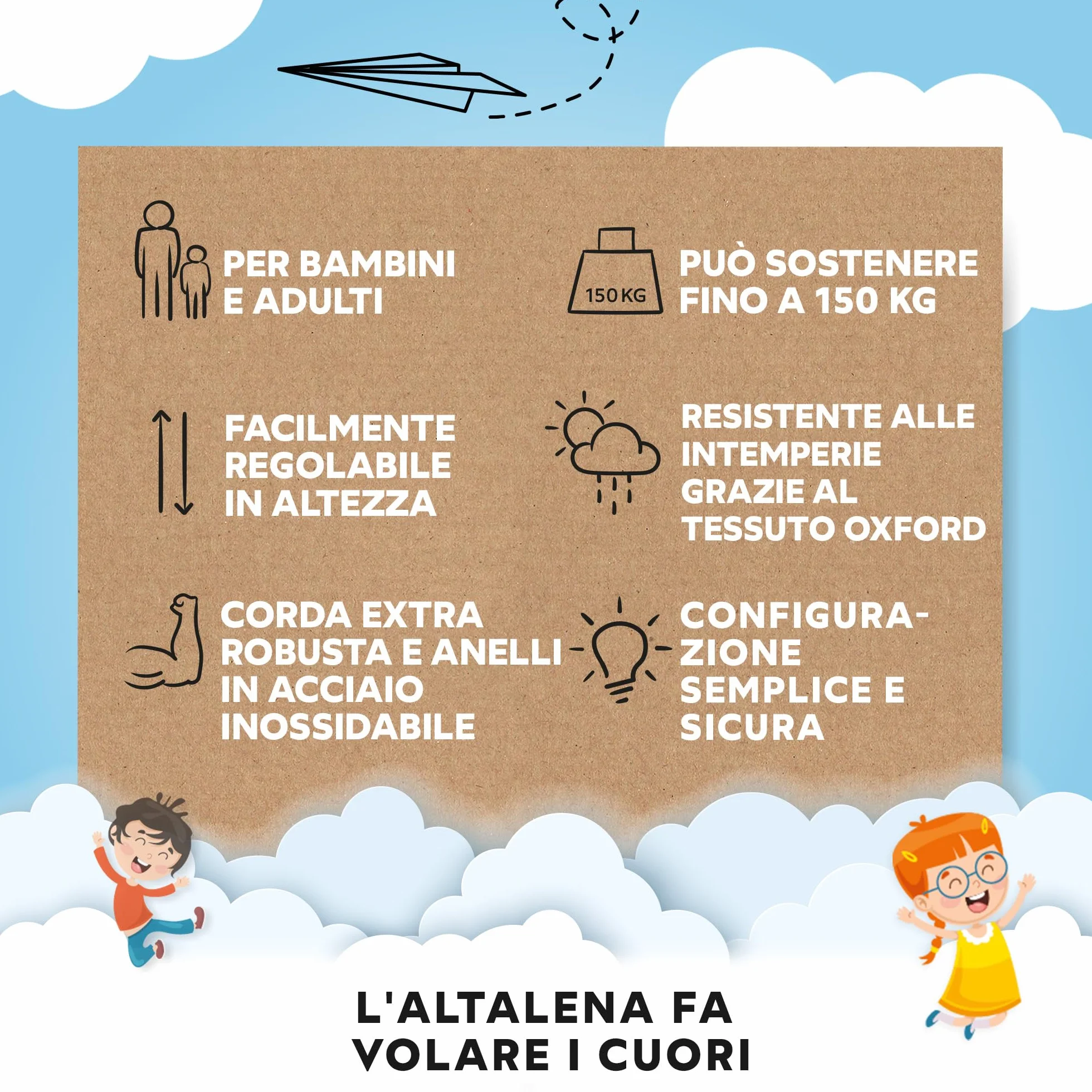 GO!elements altalena a nido | altalena rotonda per bambini | altalena per bambini & altalena adulti regolabile in altezza fino a 150 kg di capacità | Dimensioni: ø 80 cm, Colore: Blu