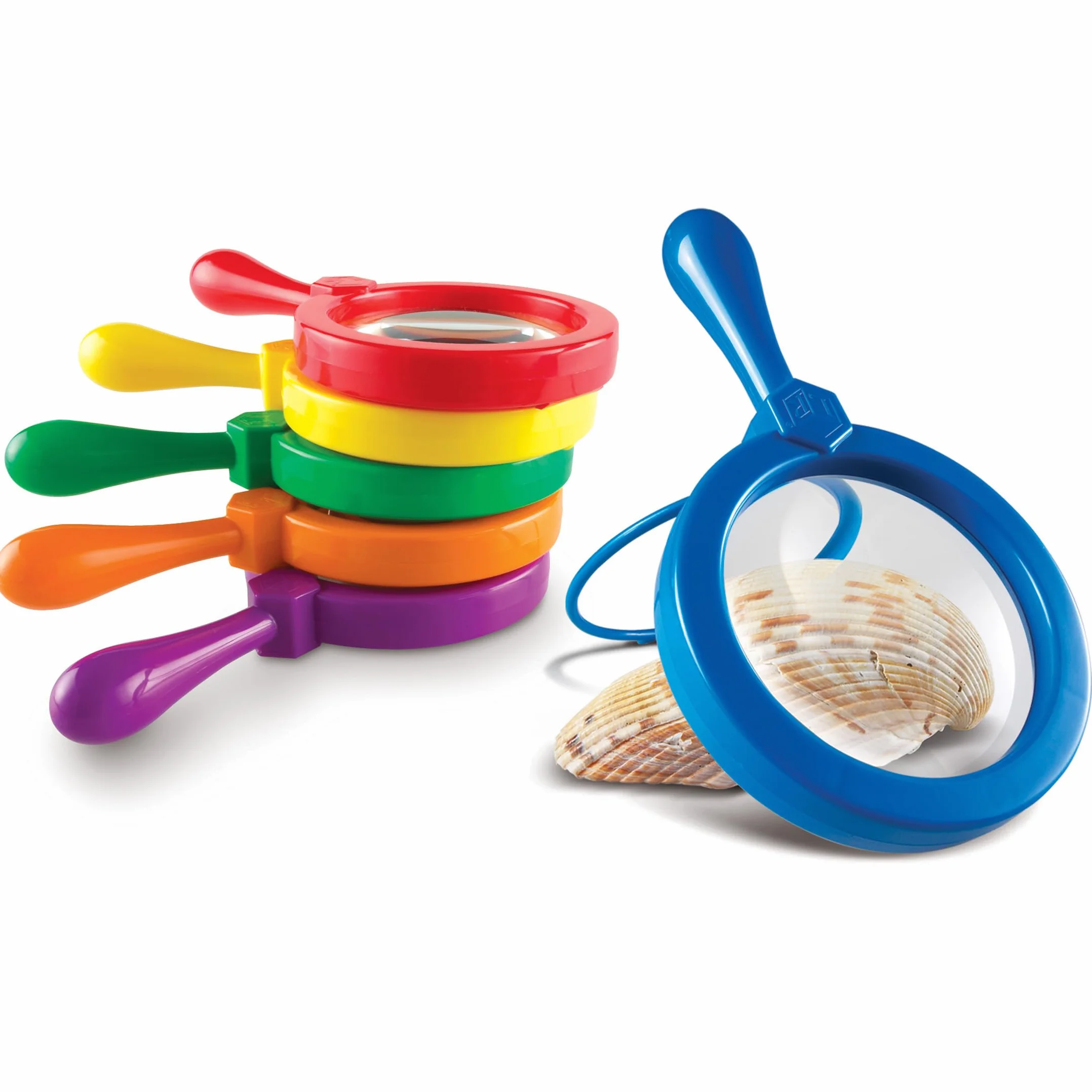 Learning Resources Lenti d’Ingrandimento Jumbo – Set da 6 per Bambini 3+, Lenti Educative con Ingrandimento 4,5X e Supporto Integrato per Esplorazione Scientifica