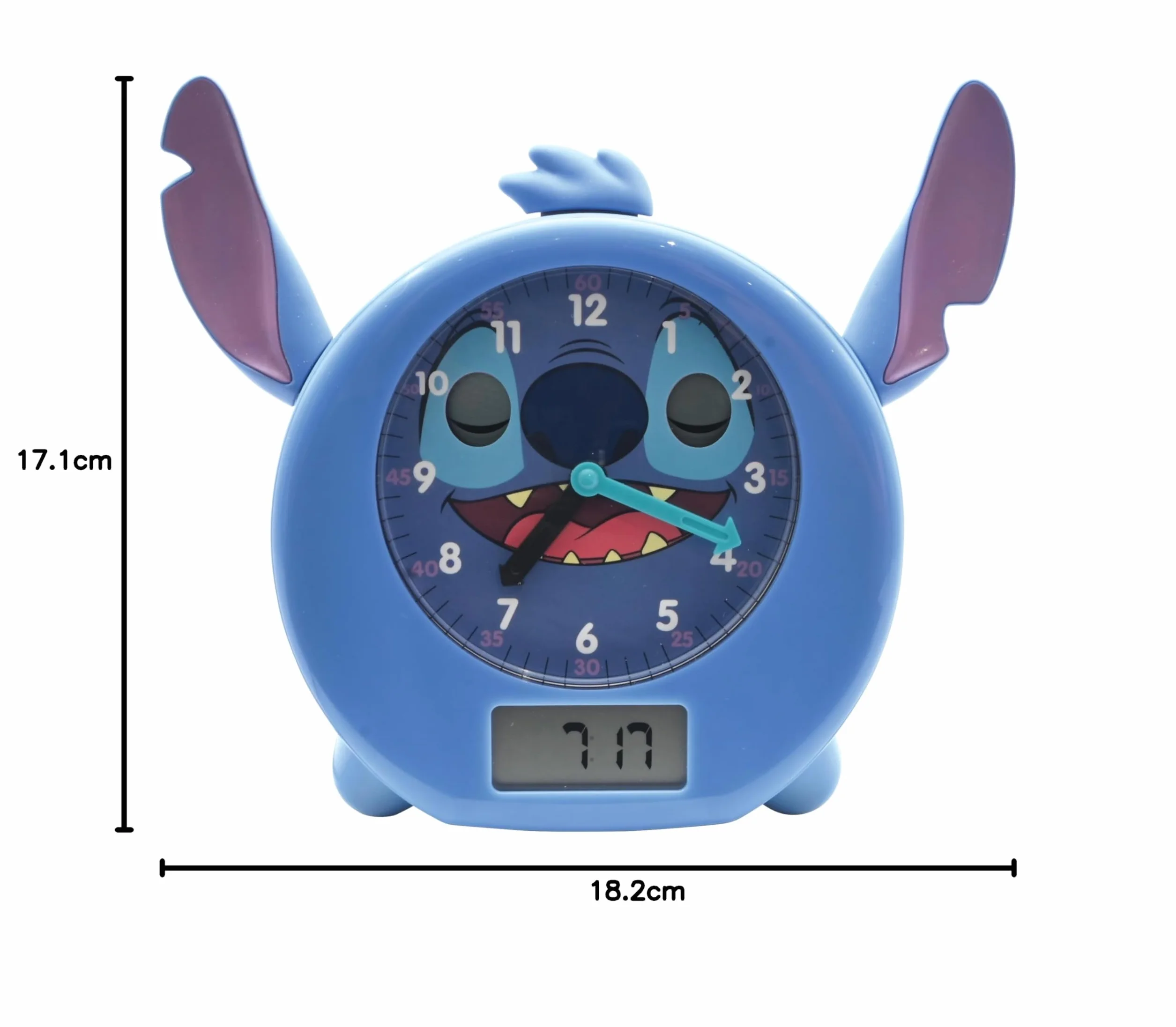Lexibook Disney Stitch Il mio compagno educativo notturno, sveglia, luce notturna, simulatore d’alba e narratore di storie, con cavo di alimentazione, blu, RLT100D