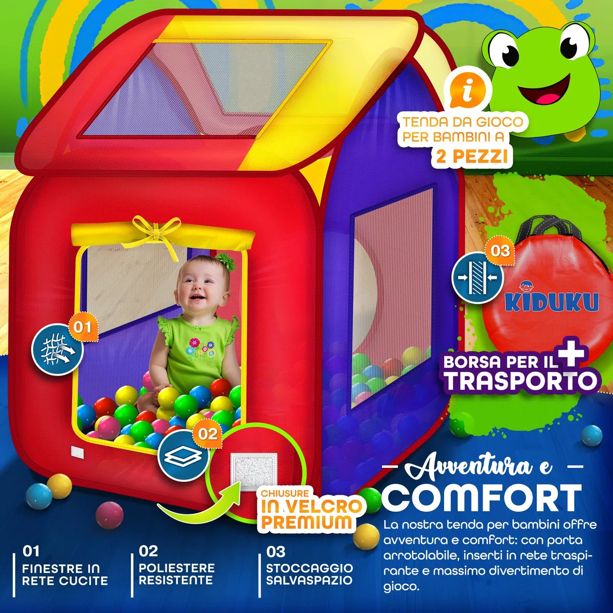 KIDUKU Tenda da gioco per bambini pop up con 200 palline borsa da esterno