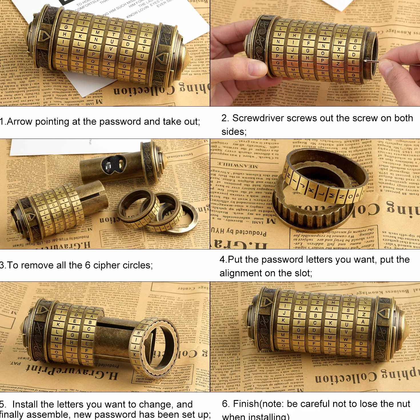 TUPARKA 5 pz Da Vinci Codice Mini Cryptex San Valentino Interessante Creativo Regali di Compleanno Romantici per Lei (Bronzo)