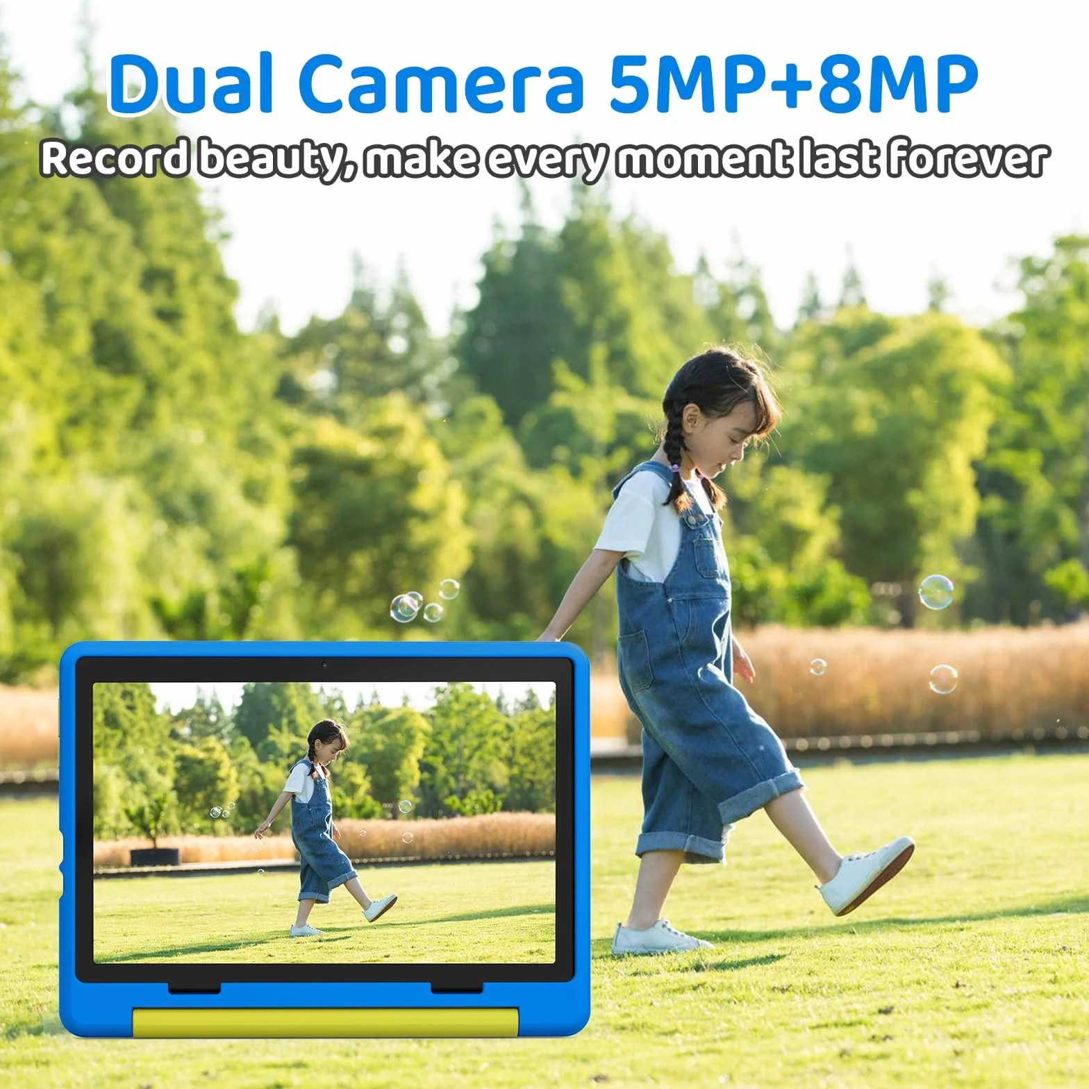 Tablet Bambini 10 Pollici Android 15 Octa-Core 20 GB RAM 64 GB ROM WiFi 6 Controllo Parentale 1280x800 Doppia Fotocamera 5MP+8MP 5000 mAh Custodia Protettiva (Blu)