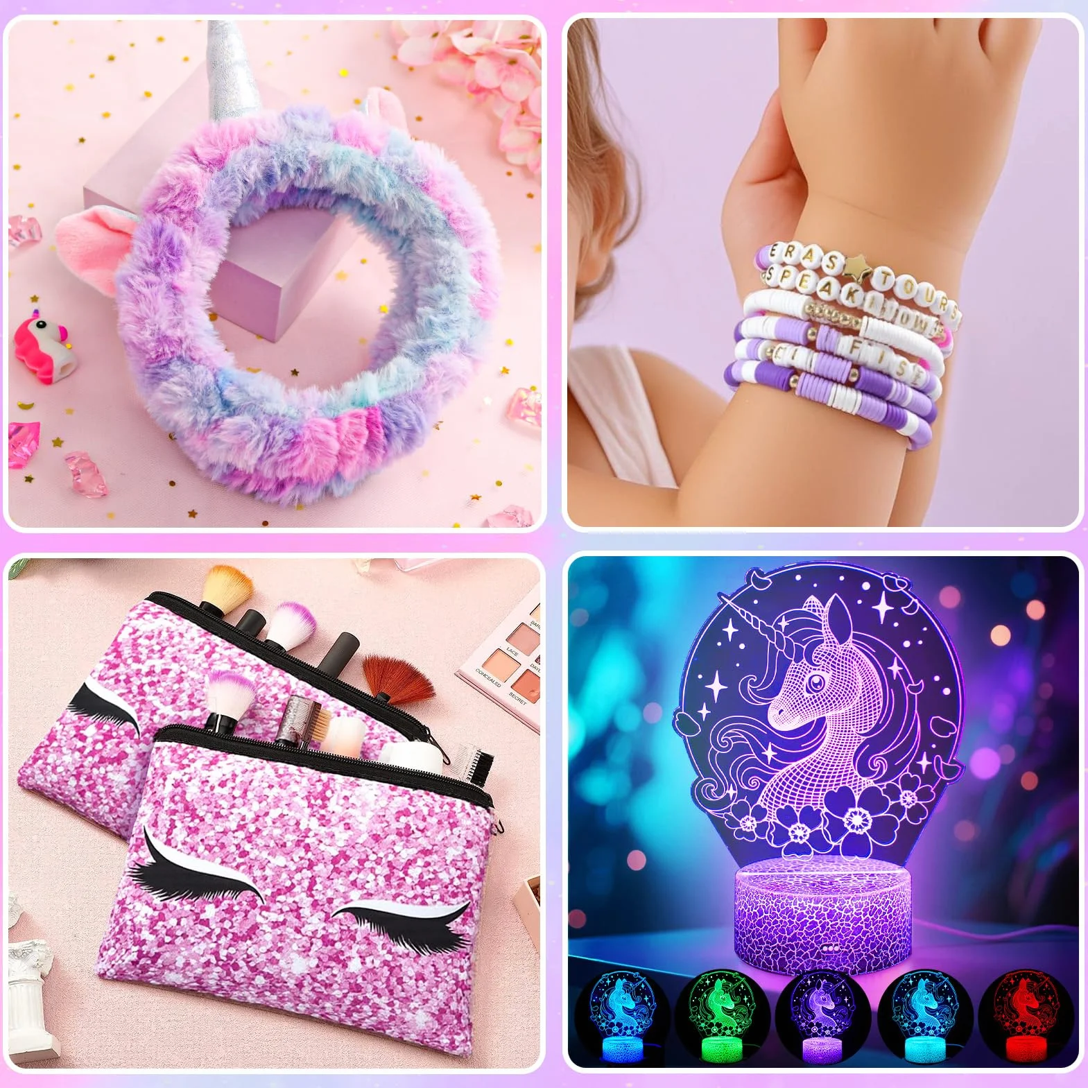 Regali Unicorno per Ragazze 6 7 8 9 10 Anni Macchina Karaoke Bambini Microfono con Altoparlante Coperta Luminosa Unicorno Lampada Notturna Cerchietto Braccialetti Regalo Compleanno Giocattolo Ragazze