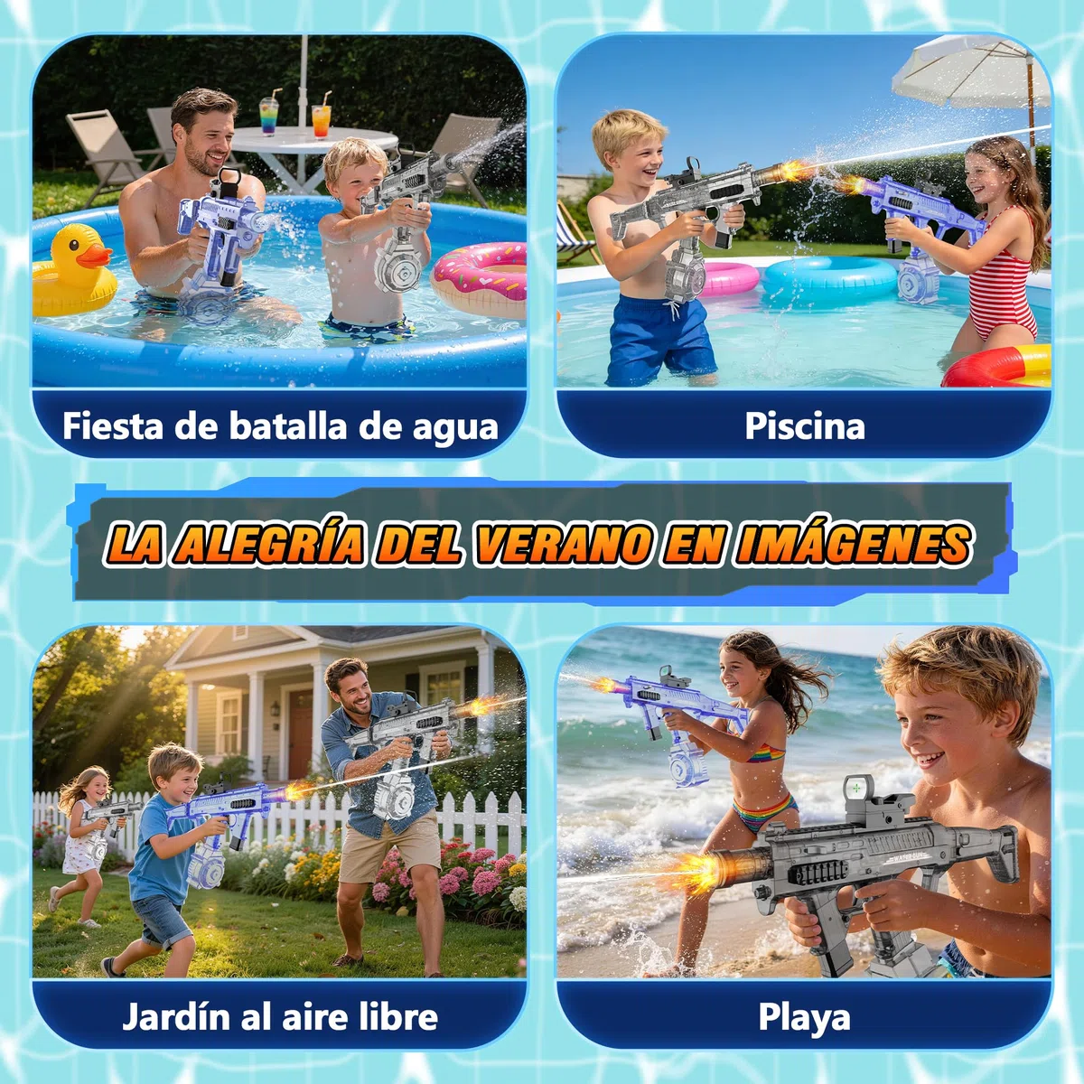 Pristar Pistola ad Acqua Elettrica 730 ml per Adulti e Bambini - Automatica Potente a Lunga Gittata 8-10 metri per Battaglie d'Acqua in Piscina, Spiaggia e Giardino