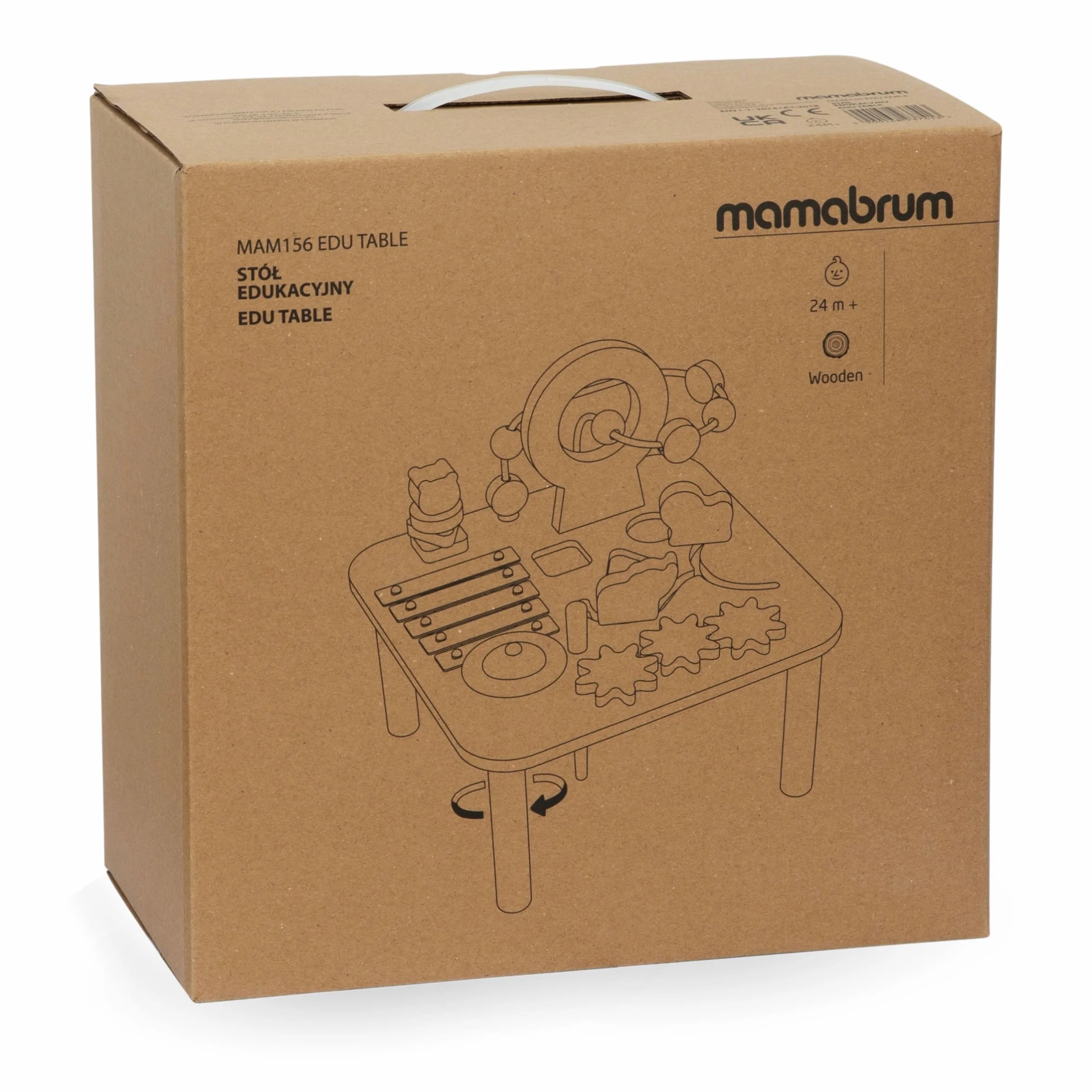 Mamabrum Tavolino Educativo in Legno per Bambini - Giocattolo Musicale 7 in 1 con Pipistrelli e Gong, Percorso Motorio, Puzzle Sensoriale a Tema Giungla