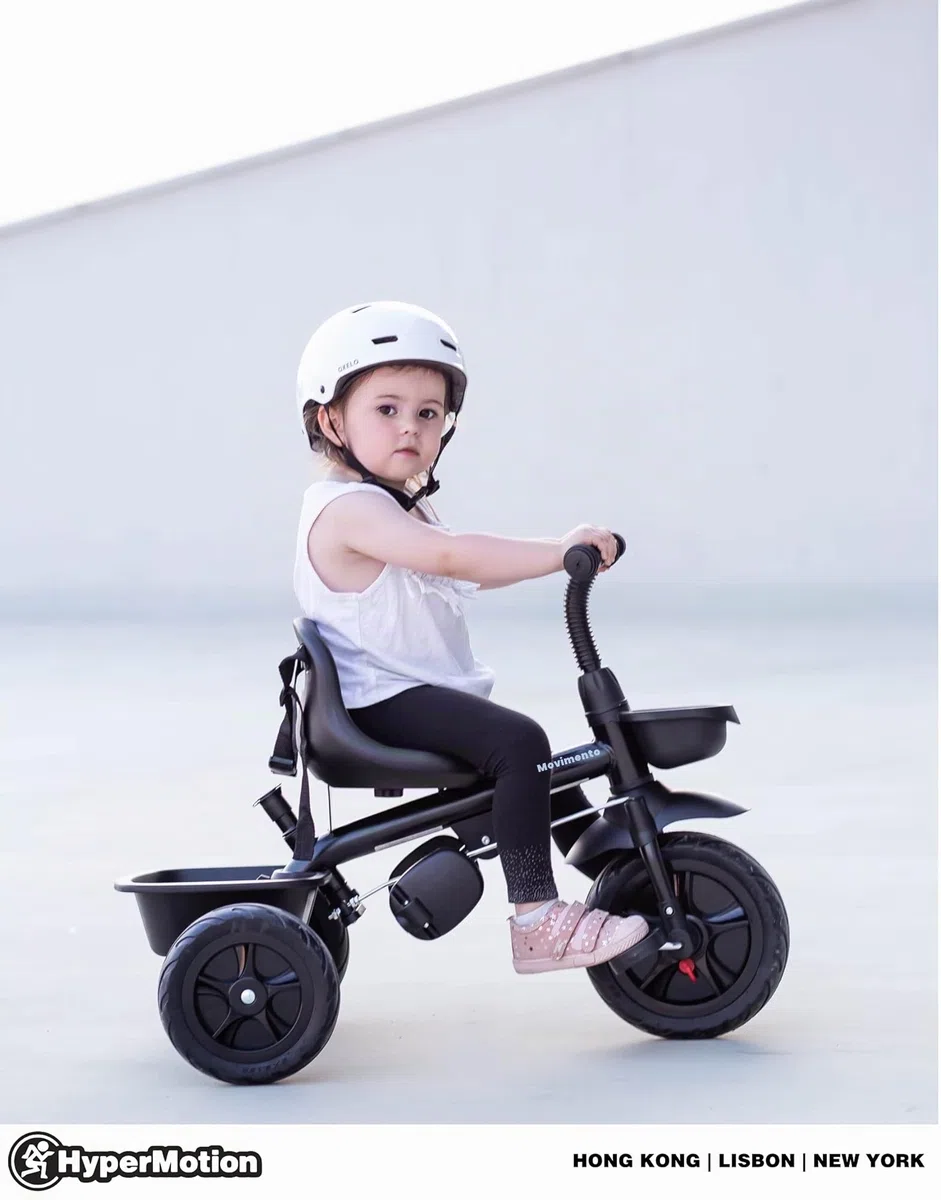 HyperMotion TOBI Vector Triciclo Passeggino con Maniglione per Genitori - Bicicletta Bambini Prima Età con Cinture Sicurezza e Ruote Larghe - Triciclo Bambini Stabile, Nero
