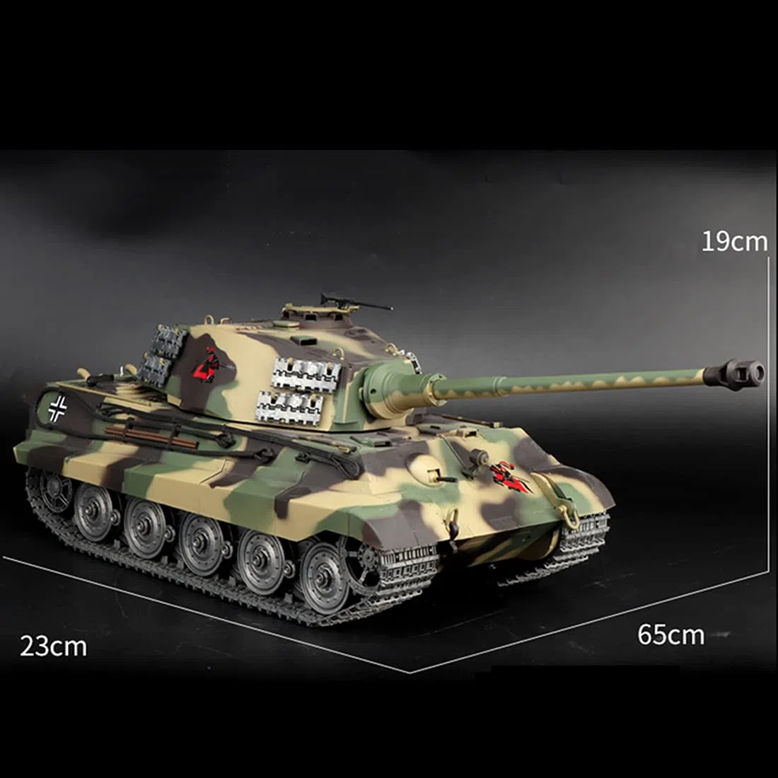 Carro armato RC in scala 1/16, 2,4 G tedesco Henschel Tiger King RC modello di carro armato militare con suono/fumo/effetto tiro, regalo per gli amanti dei veicoli militari RC