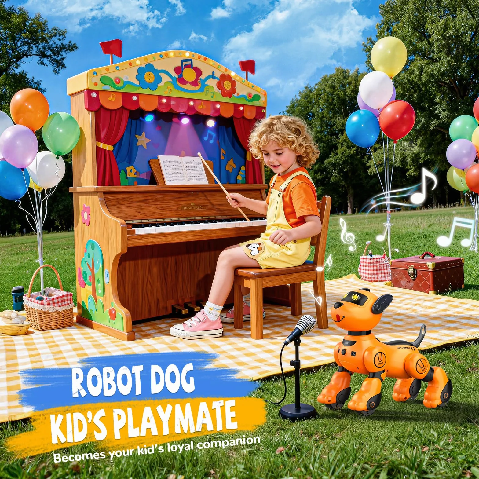 anysun Cane Robot, Giocattolo Cane Robot Ricaricabile, Giocattolo Programmabile con Funzione di Seguito, Comandi Vocali, Telecomando e Sensori Tattili, Regalo di Natale Ideale per Bambini (Giallo)