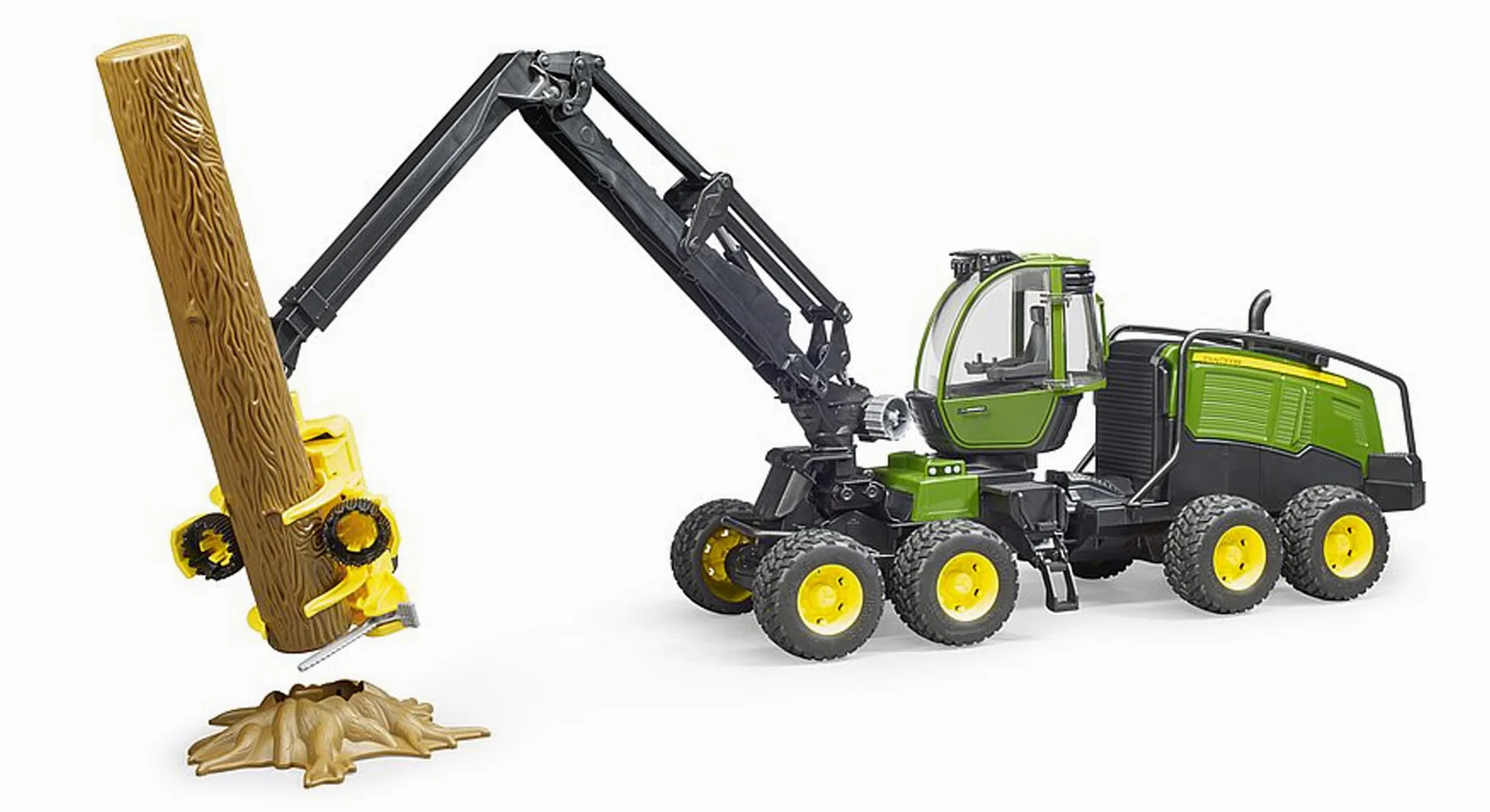 bruder 02135 - Mietitrice John Deere 1270G con 1 tronco, trattore, trasportatore di legname, giocattolo