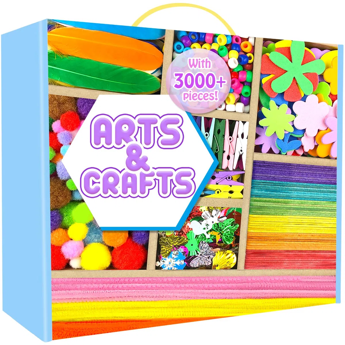 Kit Lavoretti Creativi per Bambini, 3000 Pezzi DIY Art Craft Set Scovolini Colorati per Lavoretti, Mestiere Fai da Te Decorazioni, Kit Creativo Giochi Giocattoli Regali Bambini 4-8, 8-12 Anni