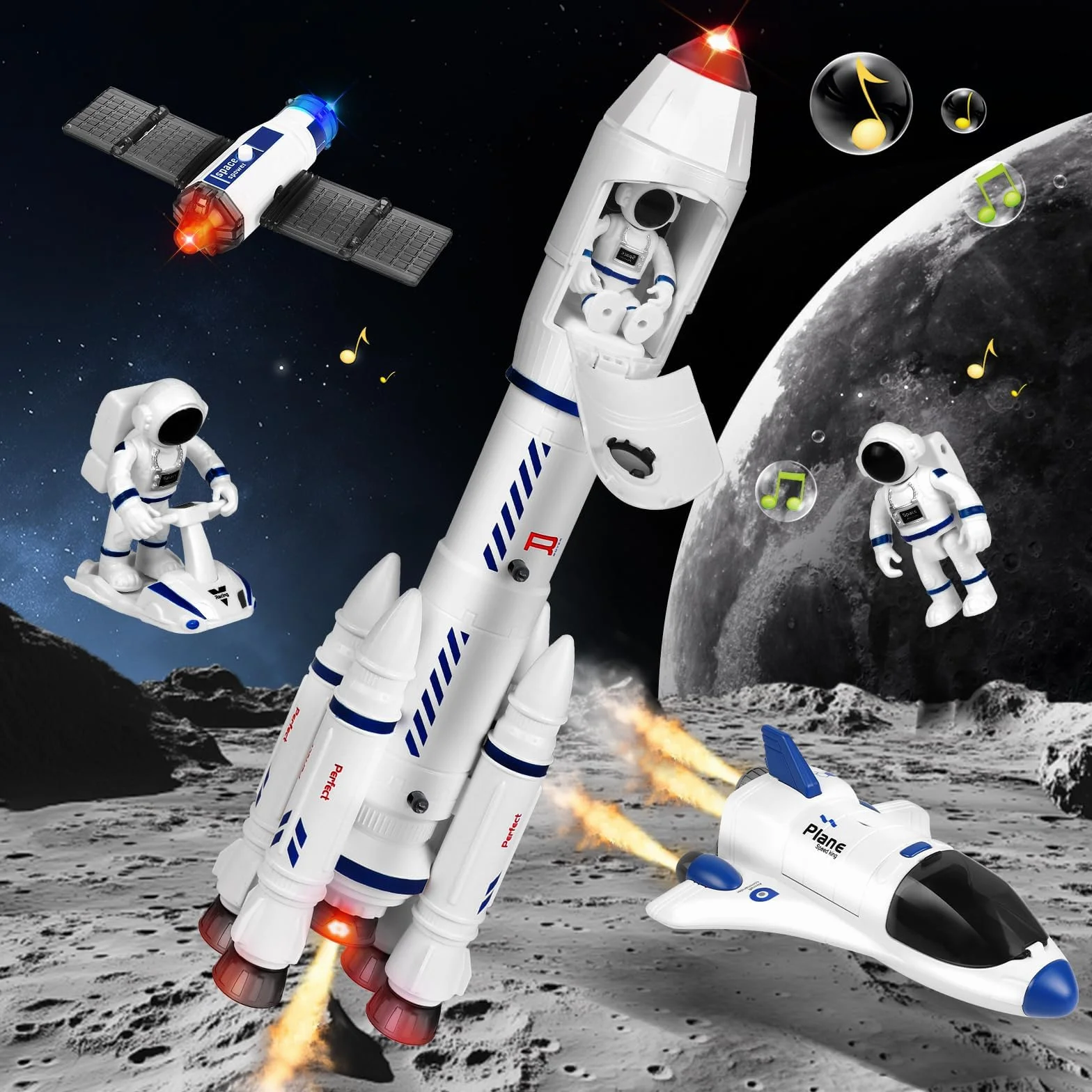 Giocattolo razzo spaziale per bambini, giocattolo navetta spaziale per bambini di 3, 4, 5, 6, 7, 8 anni, regalo giocattolo razzo spaziale per ragazzi e ragazze