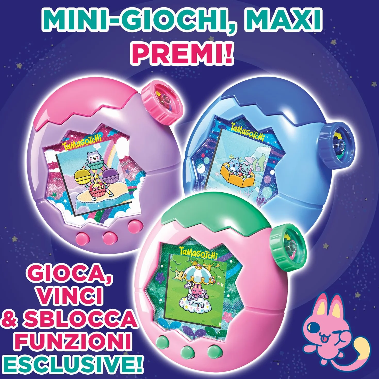 TAMAGOTCHI Bandai Paradise Acqua - Animale Virtuale da accudire Giocattolo Interattivo in italiano, rotella di zoom - Modello Acqua Blu - Giocattolo per Bambini dai 6 anni in su - 43422
