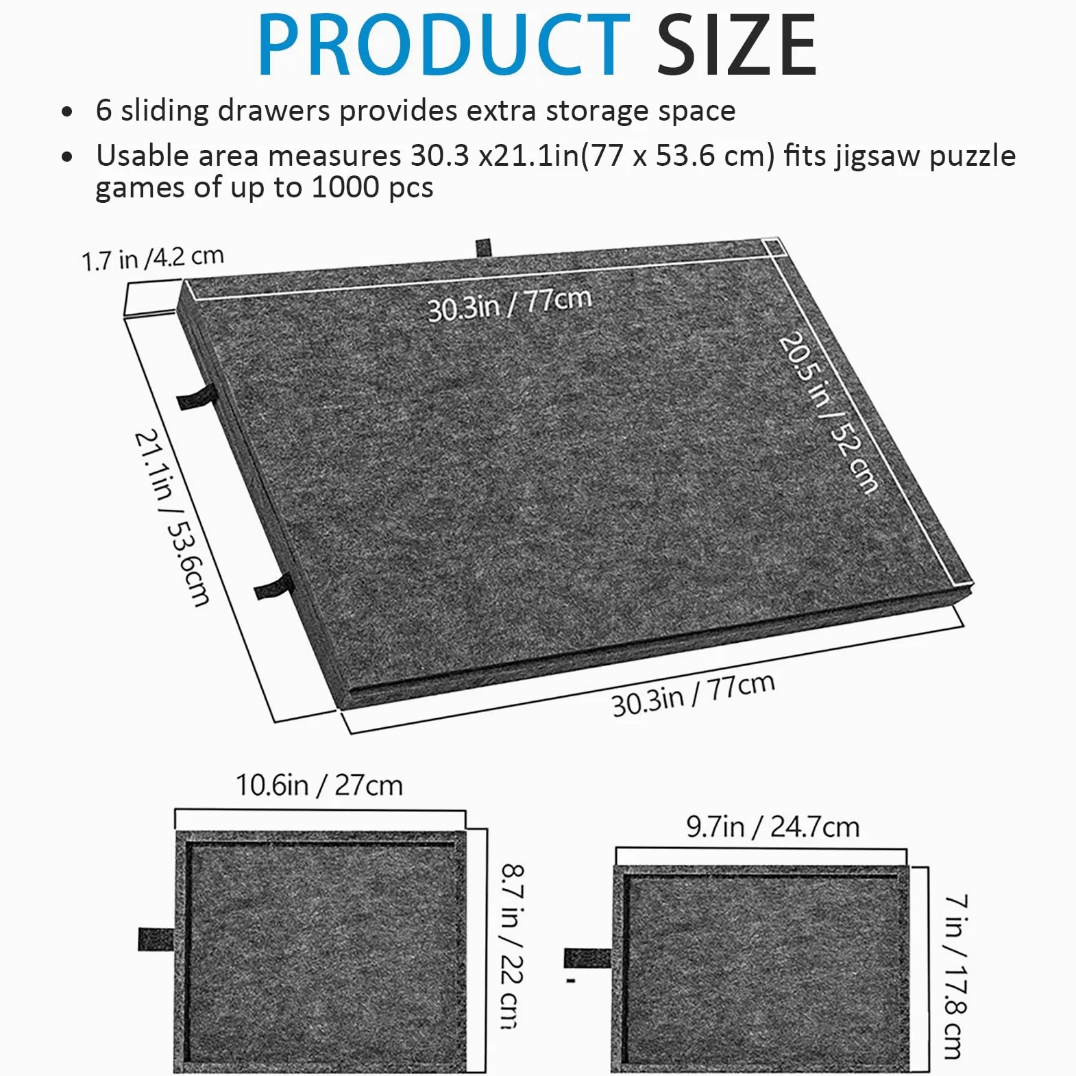 Tavolo per Puzzle Inclinabile con 6 Cassetti e Copertura - Tavola Leggera in Feltro per Fino a 1000 Pezzi - Con Supporto 2-in-1 e Maniglia da Trasporto - Ideale per Adulti e Appassionati di Puzzle