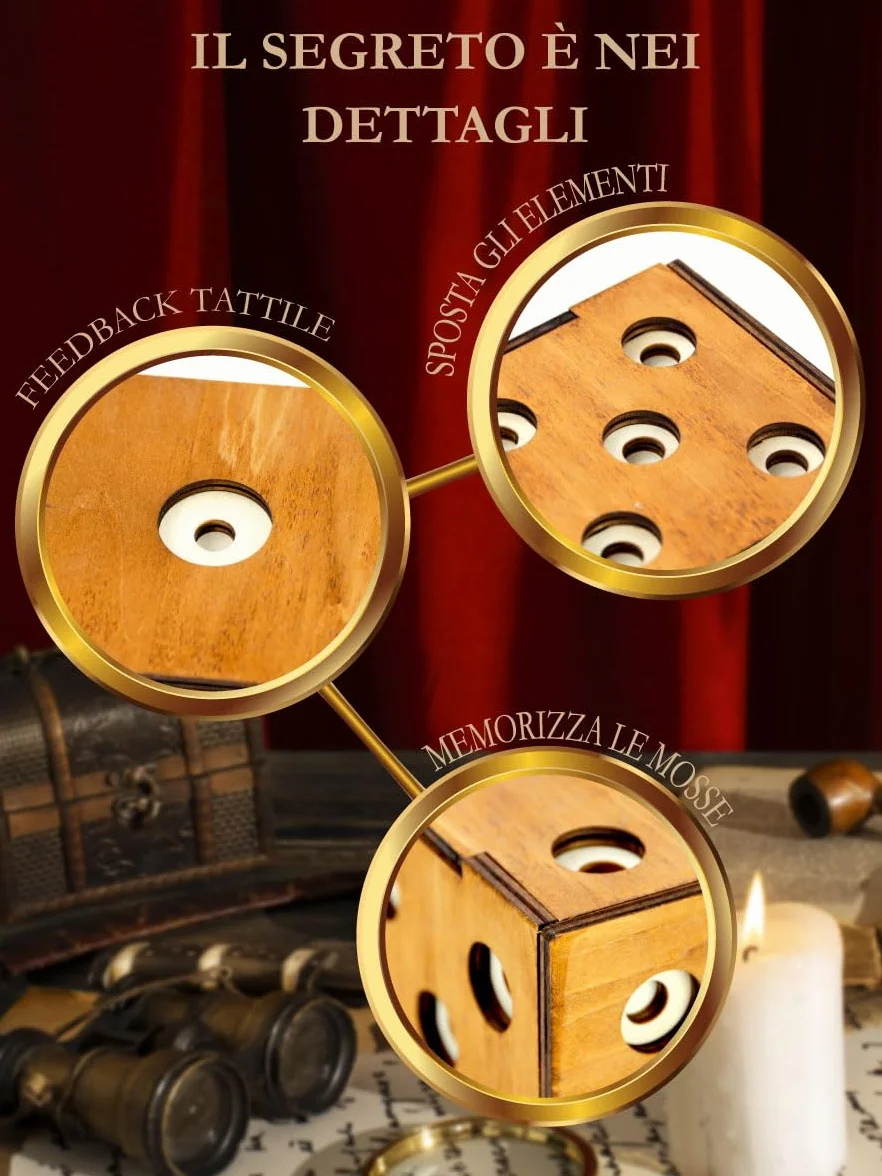 Logica Giochi - Scrigno Dado Enigmatico - Rompicapo In Legno - Scatola Segreta - Difficoltà 5/6 Incredibile - Collezione Leonardo