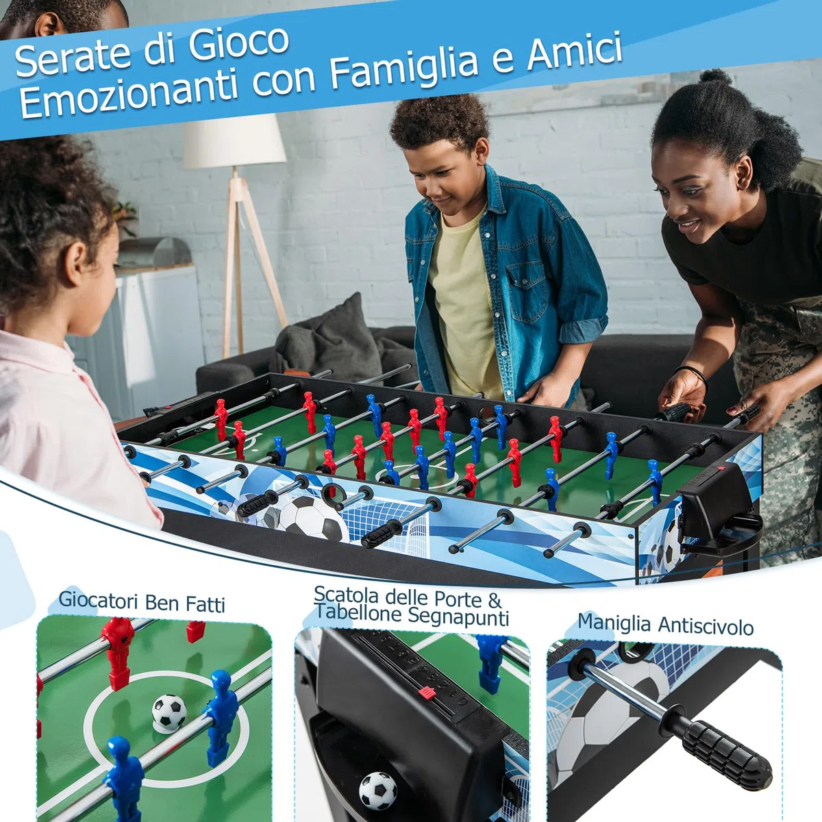 GYMAX Tavolo da Gioco 14-in-1, Combo Tavolo da Gioco con Basket, Biliardo, Calcetto, Ping Pong, Hockey, Shuffleboard, Bowling, Scacchi, Dama, Backgammon, Tris per Feste, Sala Giochi