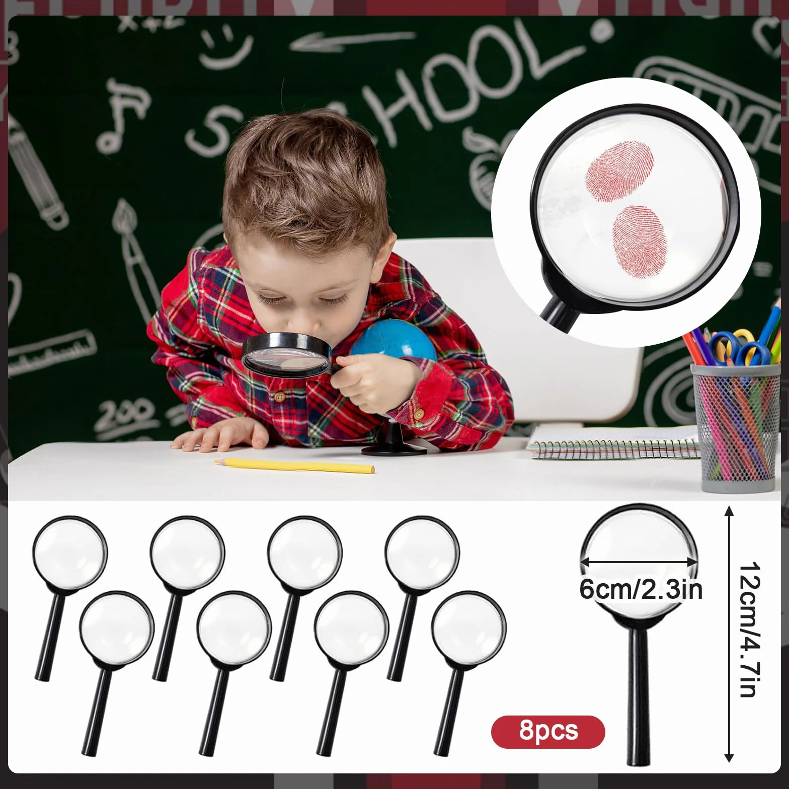48 Pezzi Bambini Giocattolo Detective, Kit Spionaggio Gioco Detective per Bambini， con penna UV, taccuino, lente d'ingrandimento giocattolo, carte d'identità con clip, tampone per impronte digitali